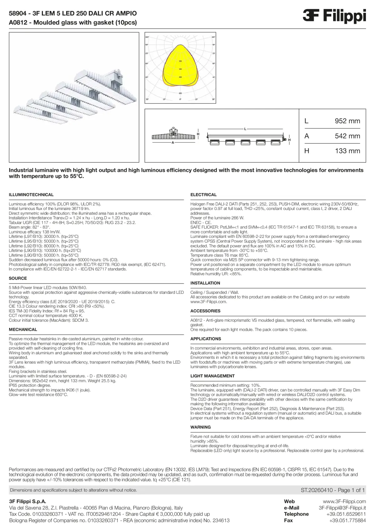 58904+A0812 - 3F LEM 5 LED 250 DALI CR AMPIO + VS - Datasheet - en