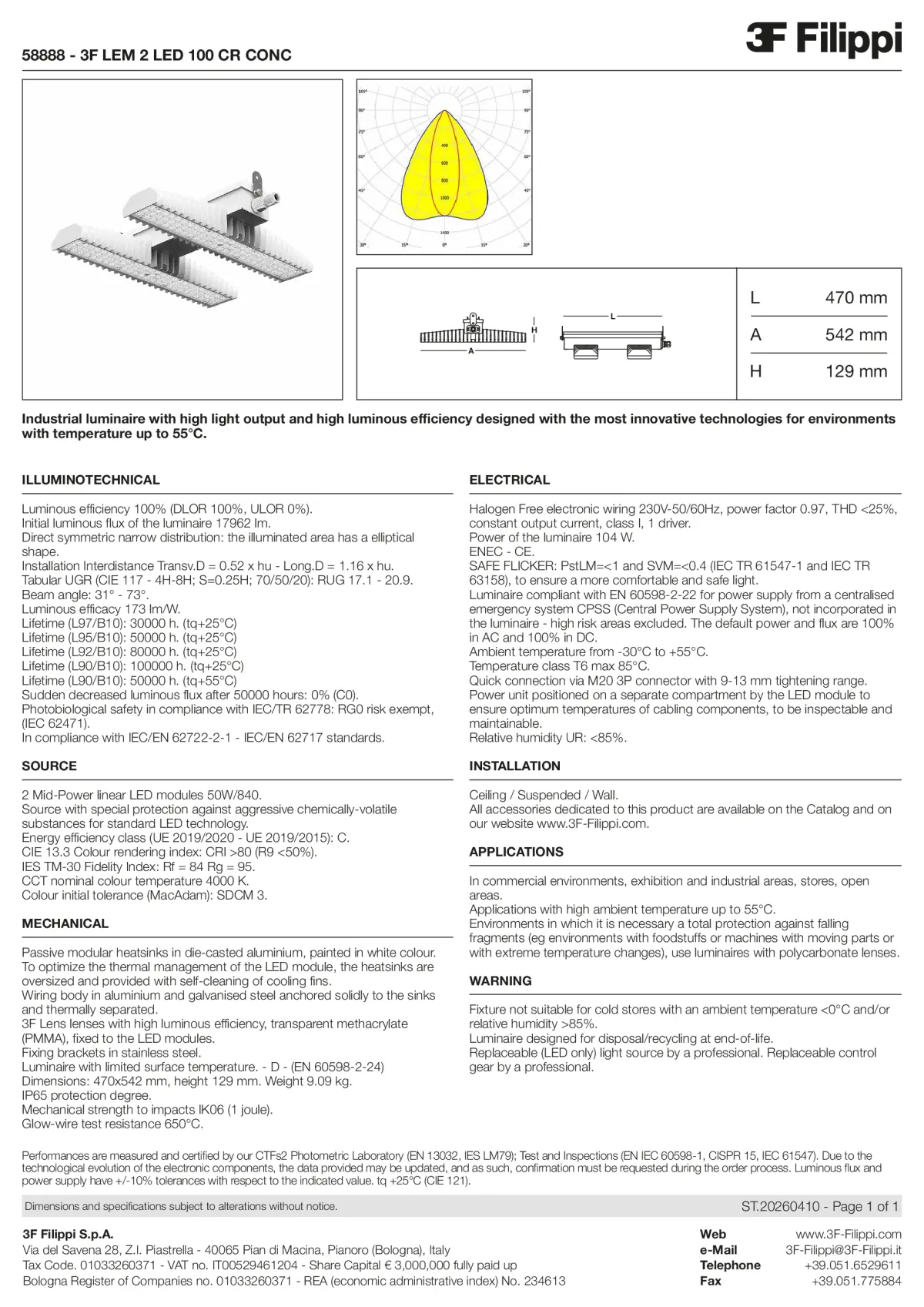 58888 - 3F LEM 2 LED 100 CR CONC - Datasheet - en