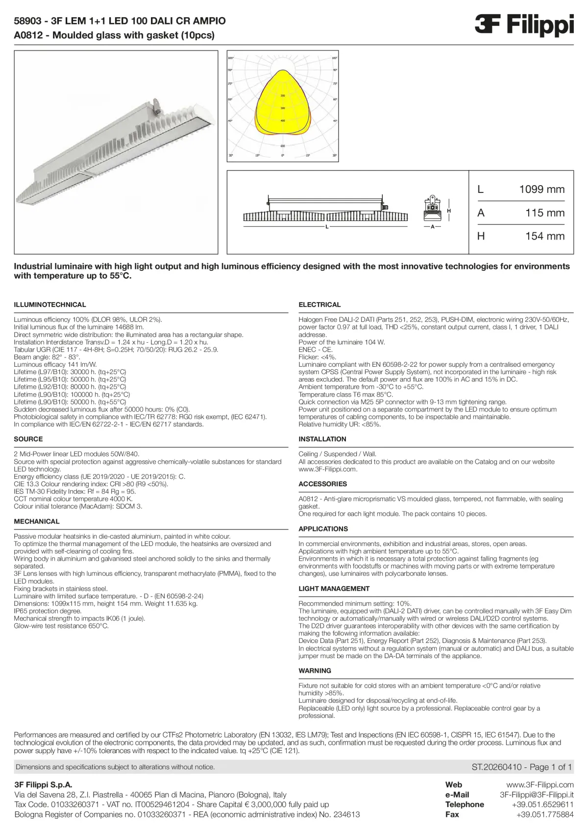 58903+A0812 - 3F LEM 1+1 LED 100 DALI CR AMPIO + VS - Datasheet - en
