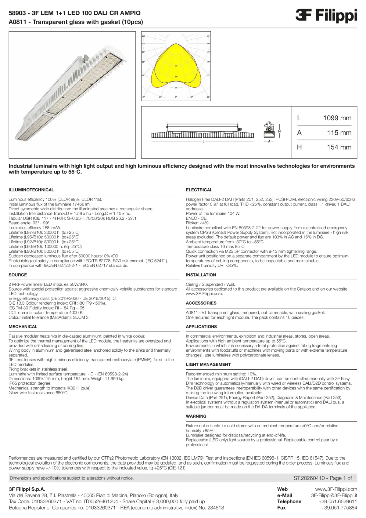 58903+A0811 - 3F LEM 1+1 LED 100 DALI CR AMPIO + VT - Datasheet - en