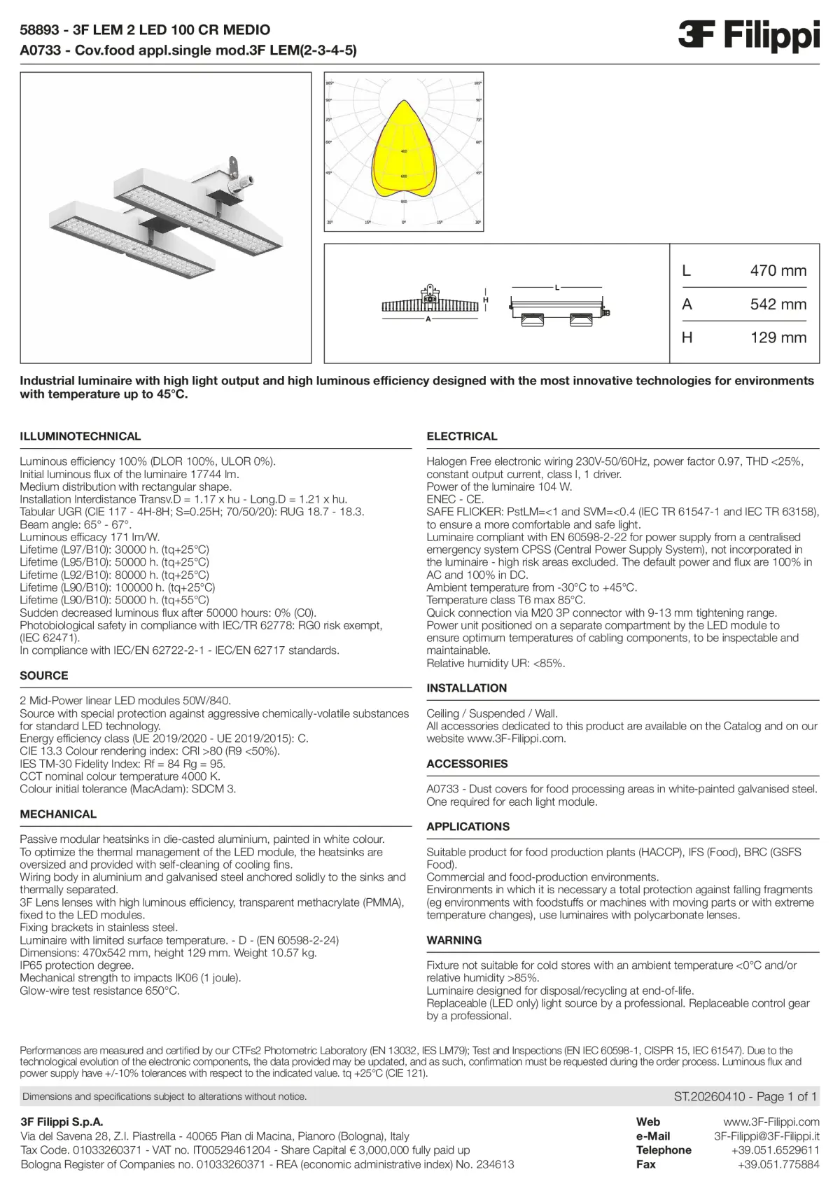 58893+A0733 - 3F LEM 2 LED 100 CR MEDIO + FOOD - Datasheet - en