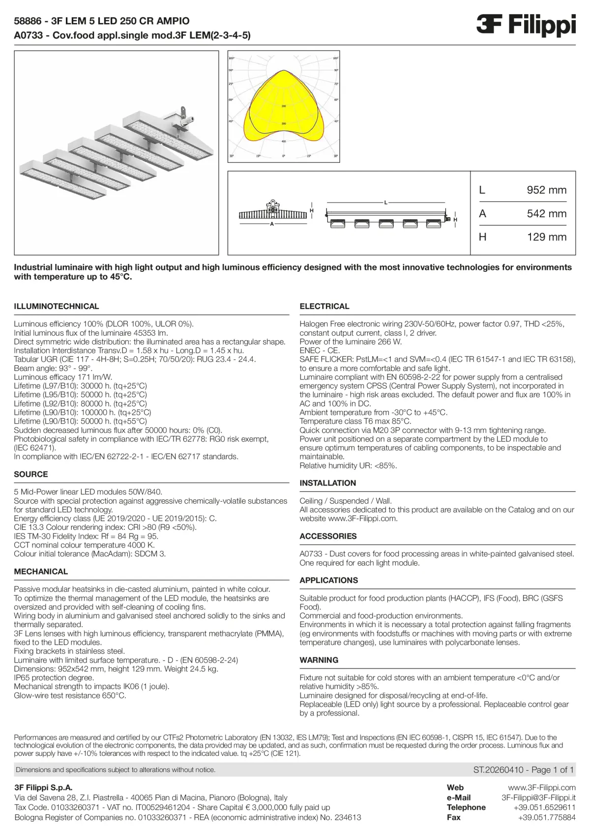 58886+A0733 - 3F LEM 5 LED 250 CR AMPIO + FOOD - Datasheet - en