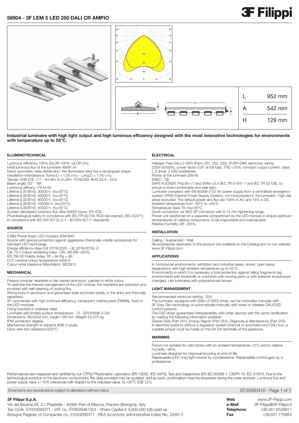 58904 - 3F LEM 5 LED 250 DALI CR AMPIO - Datasheet - en