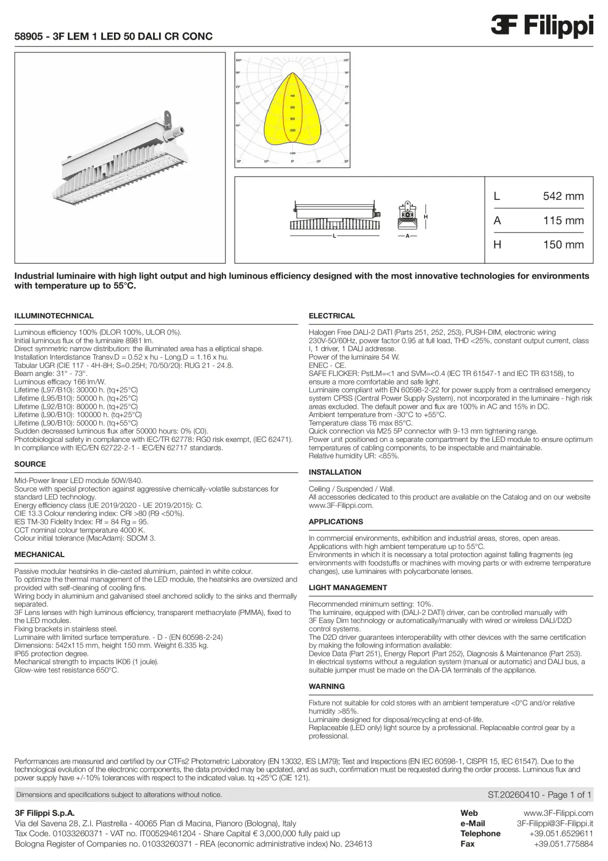 58905 - 3F LEM 1 LED 50 DALI CR CONC - Datasheet - en