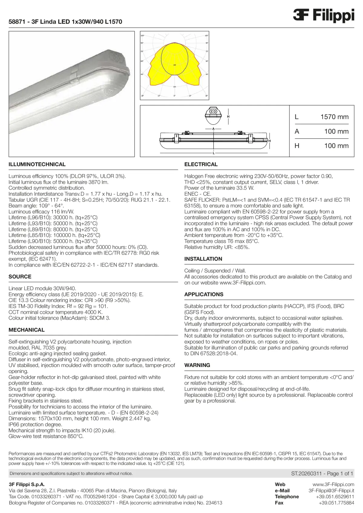 58871 - 3F Linda LED 1x30W-940 L1570 - Datasheet - en