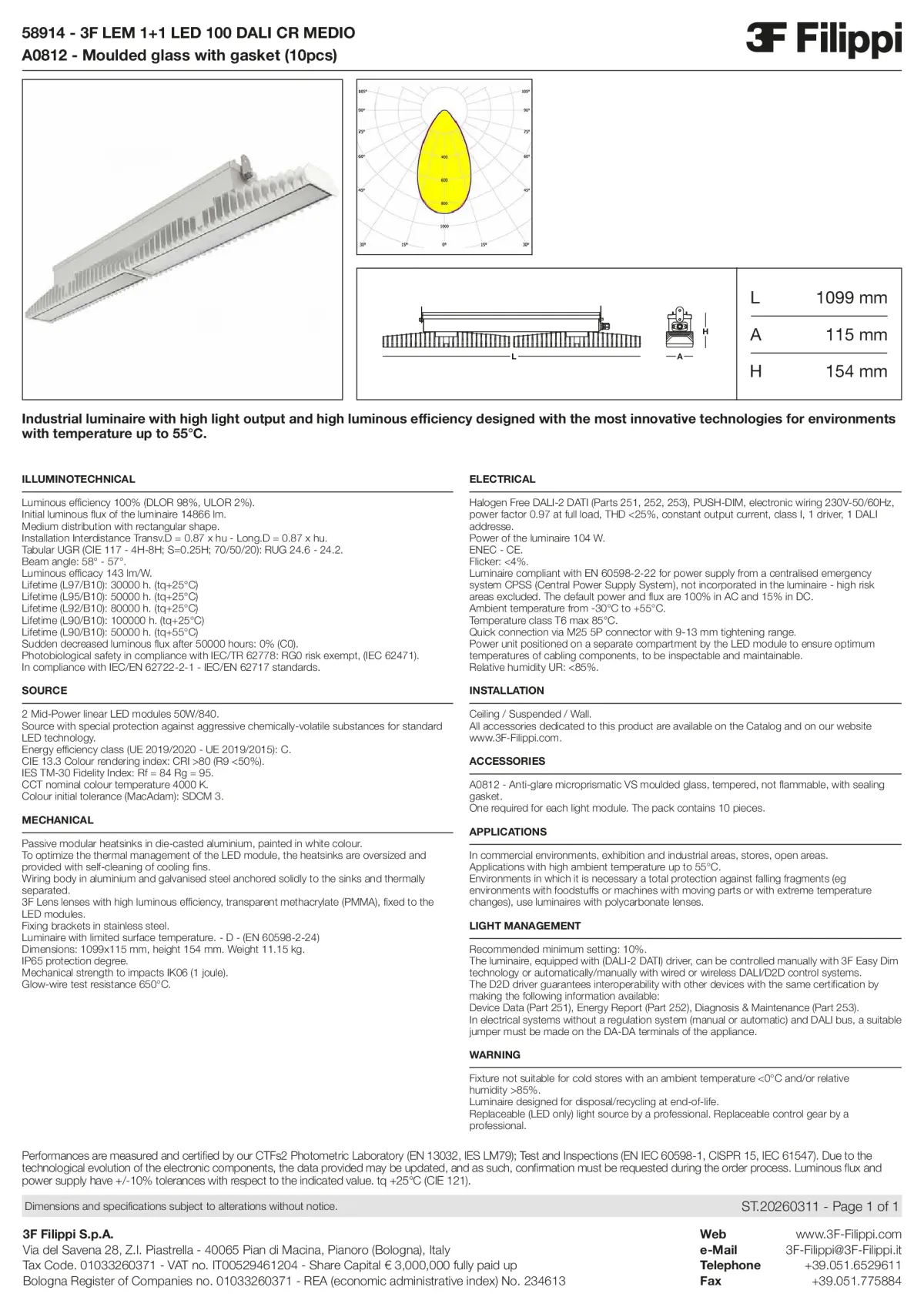 58914+A0812 - 3F LEM 1+1 LED 100 DALI CR MEDIO + VS - Datasheet - en