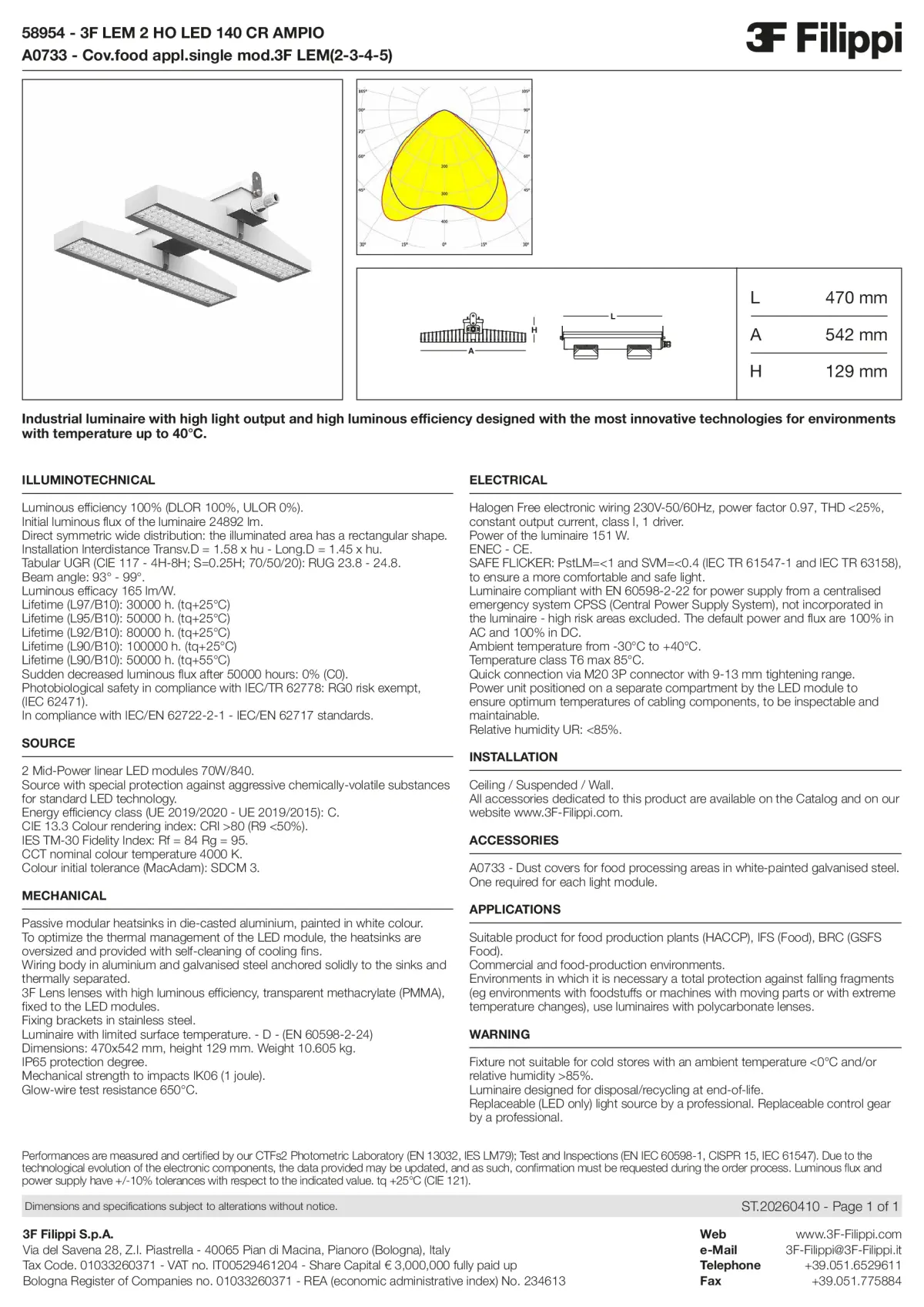 58954+A0733 - 3F LEM 2 HO LED 140 CR AMPIO + FOOD - Datasheet - en