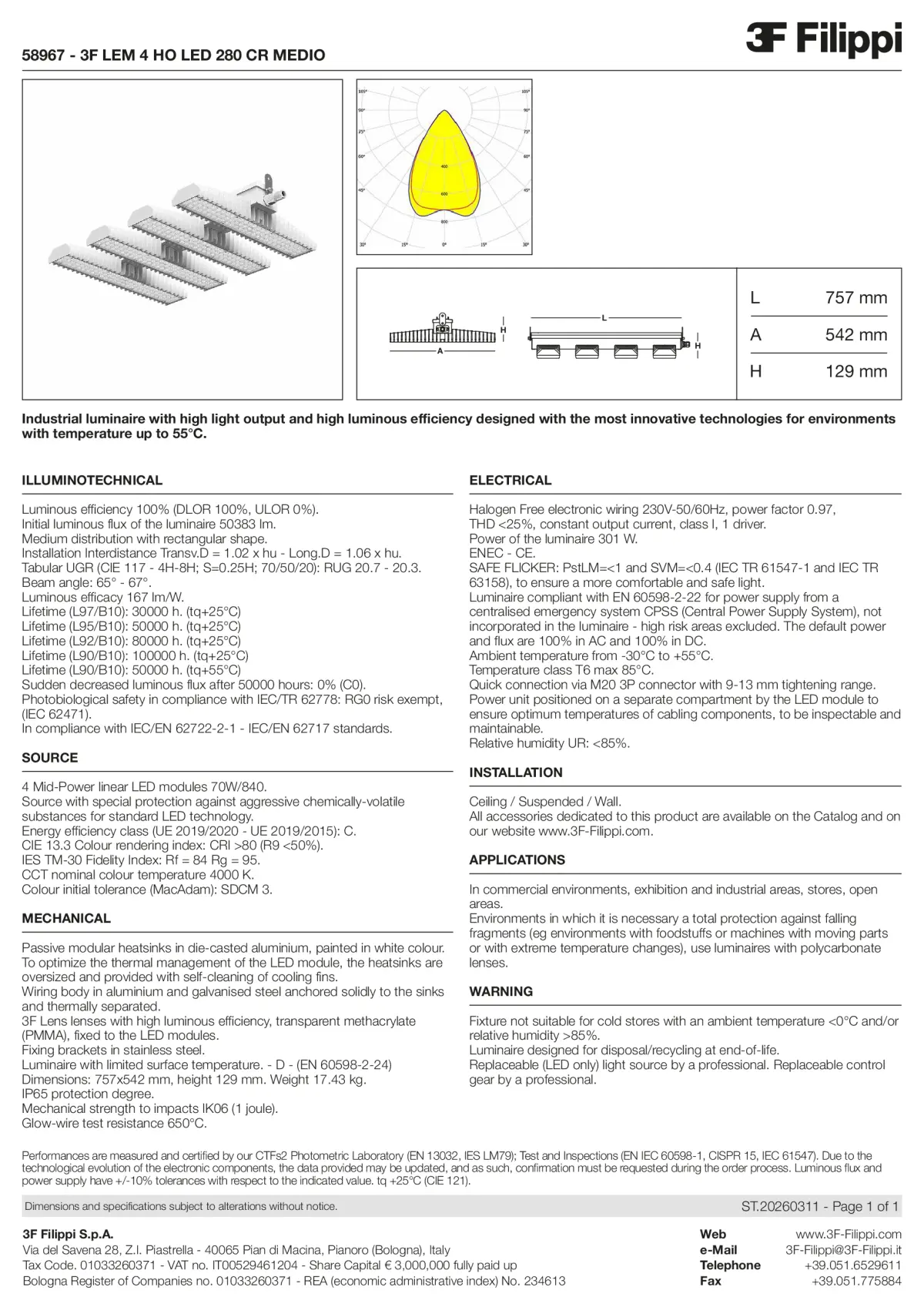 58967 - 3F LEM 4 HO LED 280 CR MEDIO - Datasheet - en