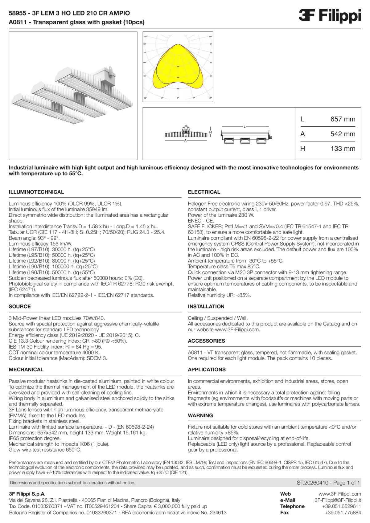 58955+A0811 - 3F LEM 3 HO LED 210 CR AMPIO + VT - Datasheet - en