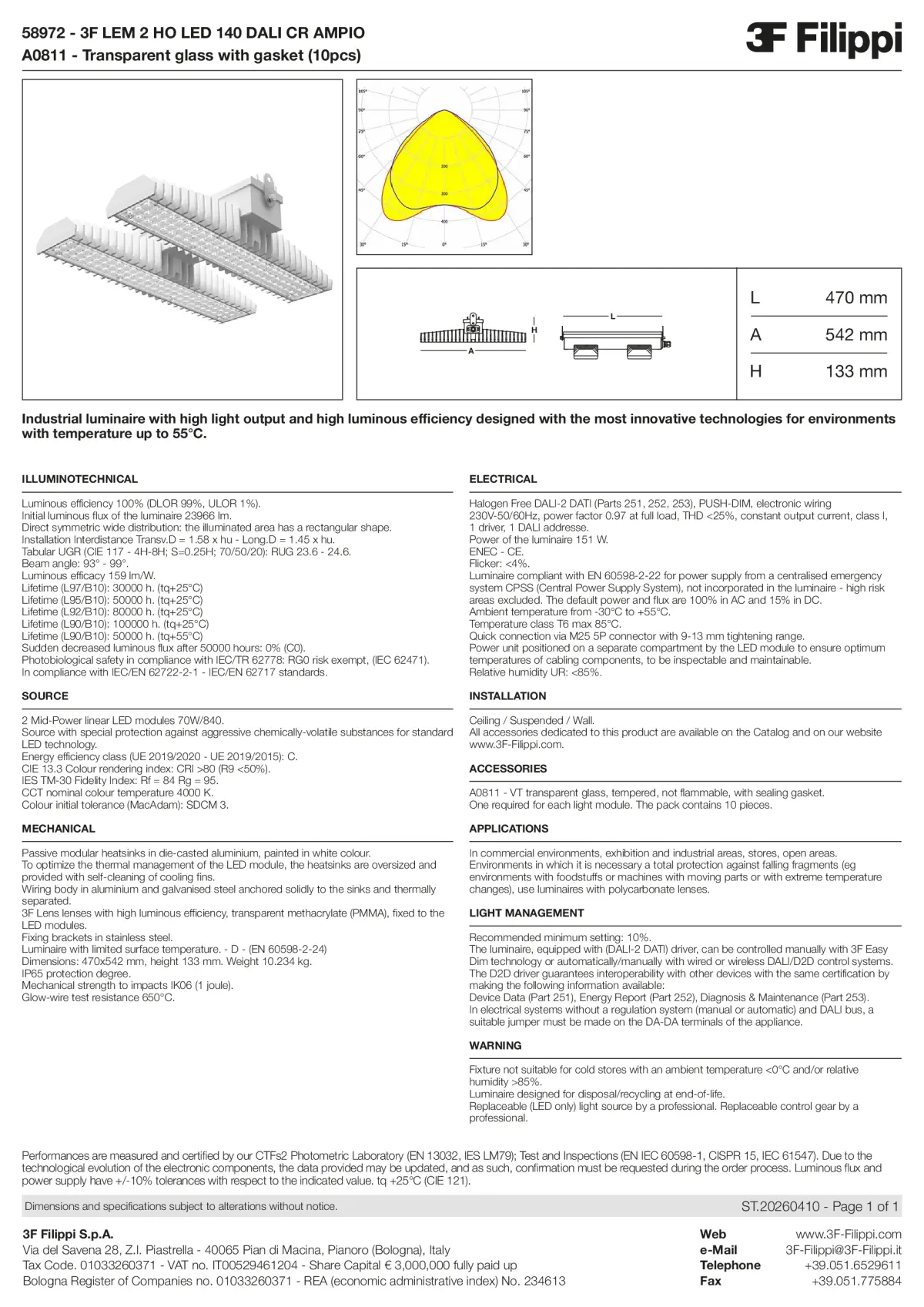 58972+A0811 - 3F LEM 2 HO LED 140 DALI CR AMPIO + VT - Datasheet - en