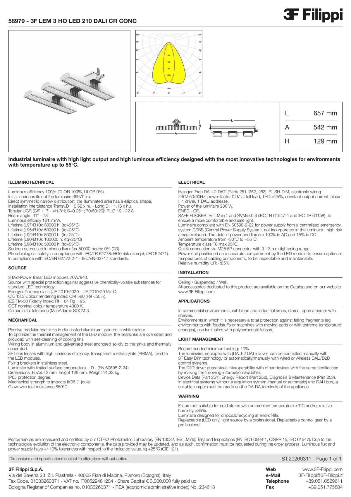 58979 - 3F LEM 3 HO LED 210 DALI CR CONC - Datasheet - en