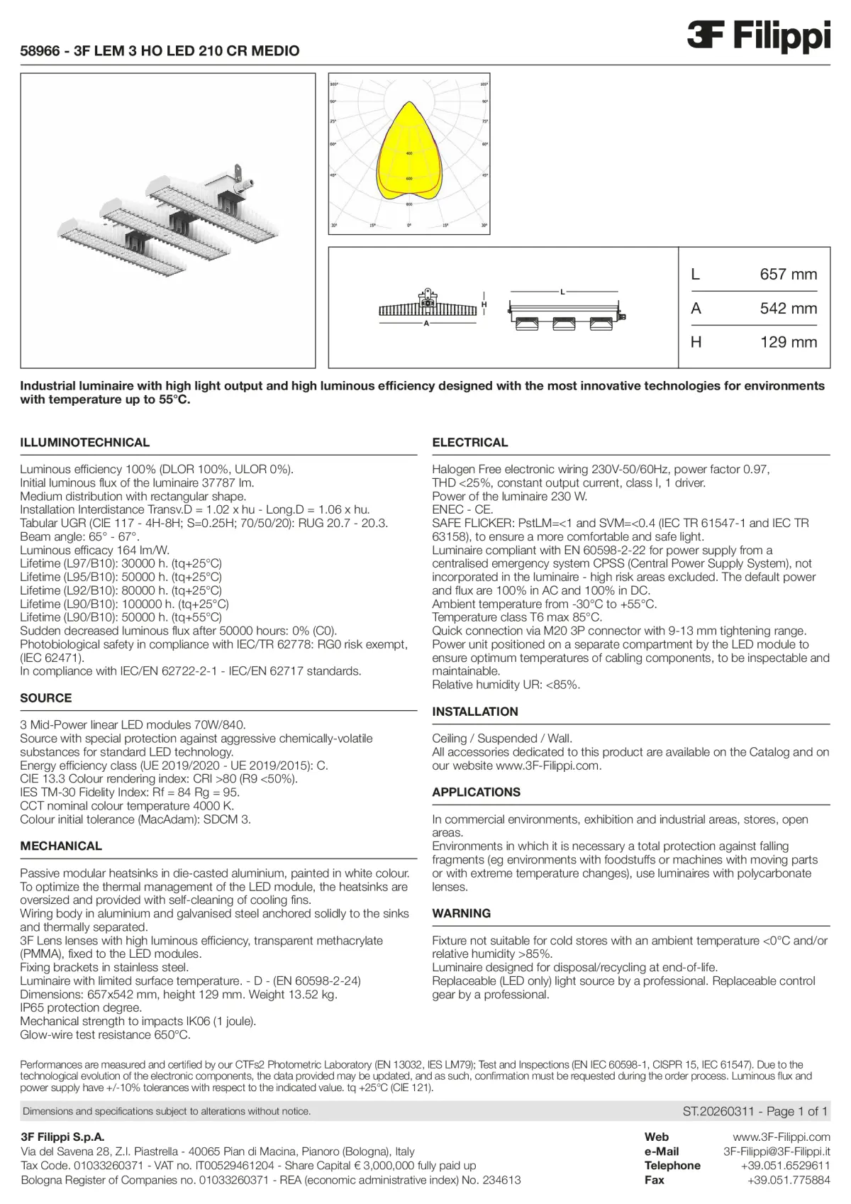 58966 - 3F LEM 3 HO LED 210 CR MEDIO - Datasheet - en