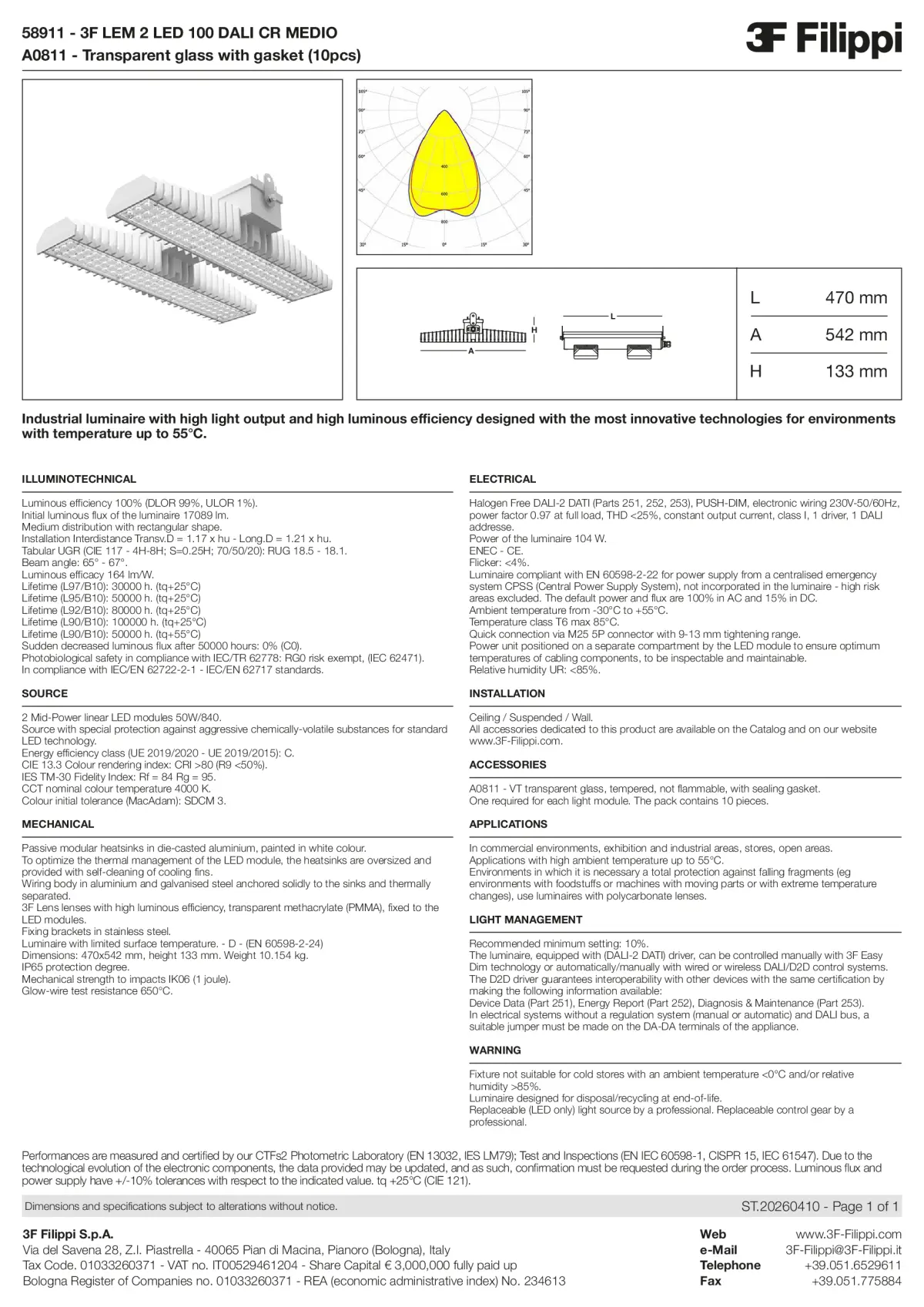58911+A0811 - 3F LEM 2 LED 100 DALI CR MEDIO + VT - Datasheet - en