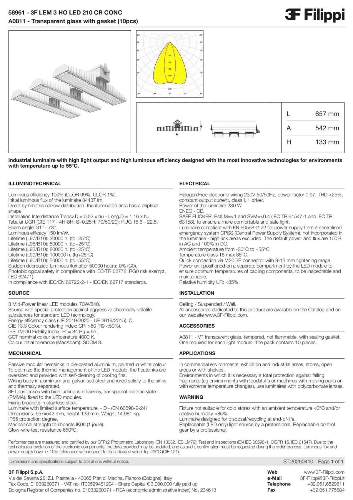 58961+A0811 - 3F LEM 3 HO LED 210 CR CONC + VT - Datasheet - en