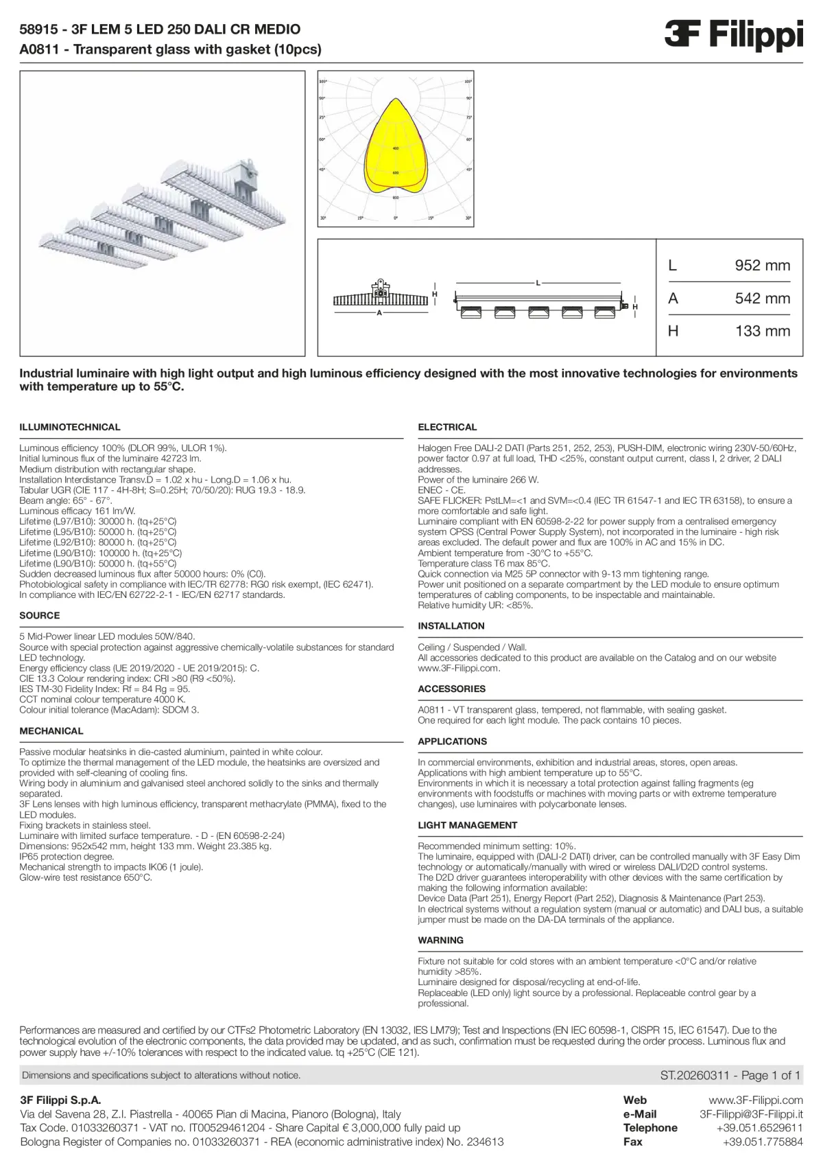 58915+A0811 - 3F LEM 5 LED 250 DALI CR MEDIO + VT - Datasheet - en