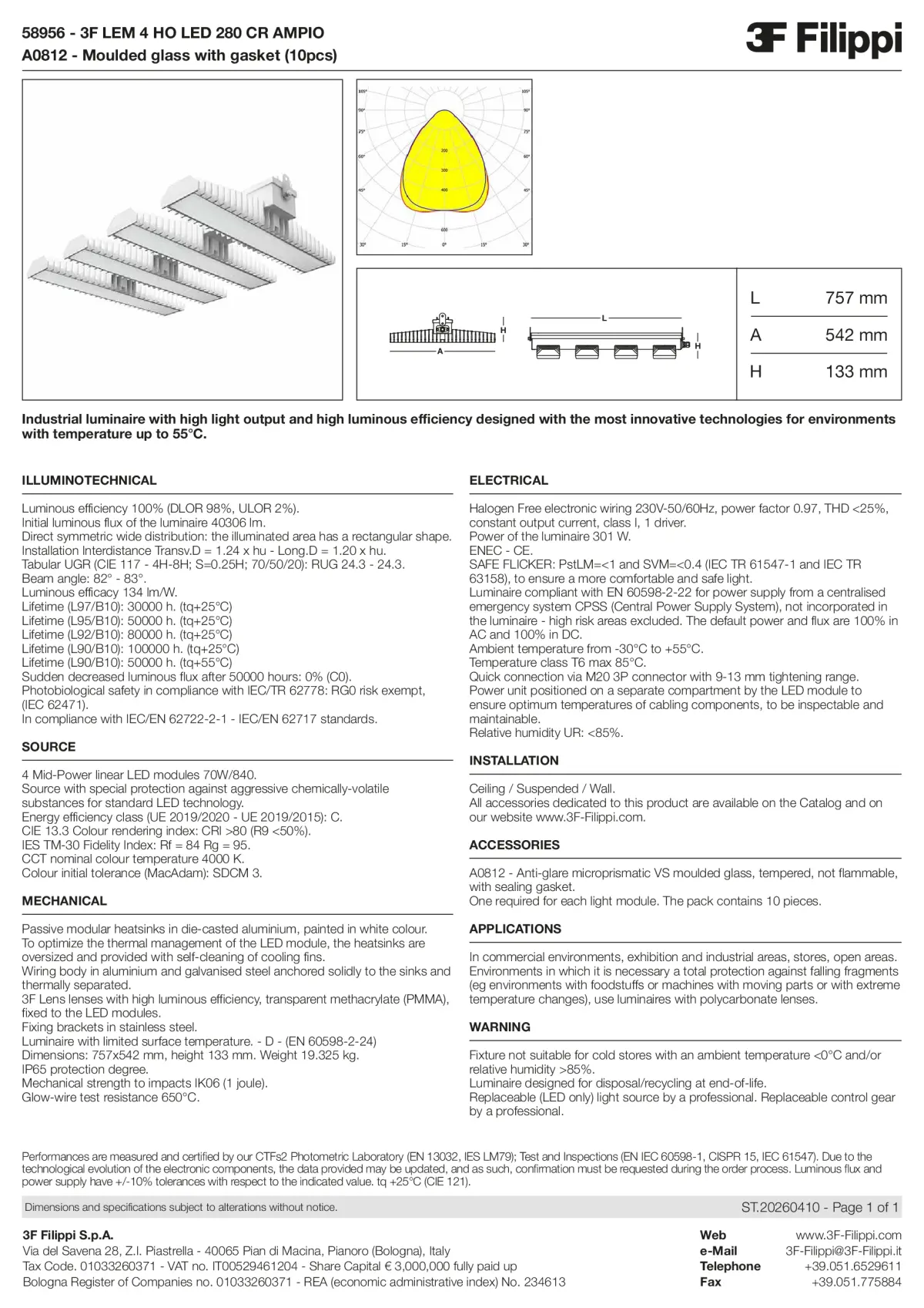 58956+A0812 - 3F LEM 4 HO LED 280 CR AMPIO + VS - Datasheet - en