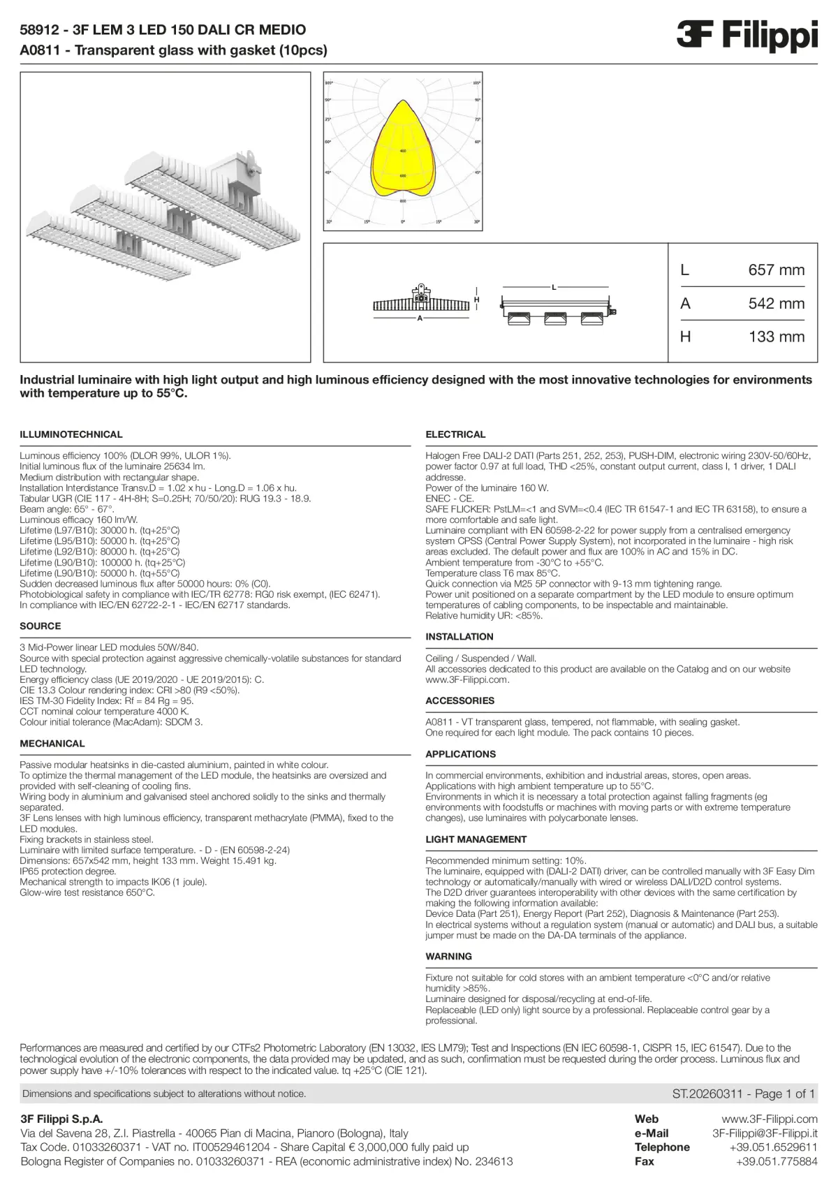 58912+A0811 - 3F LEM 3 LED 150 DALI CR MEDIO + VT - Datasheet - en