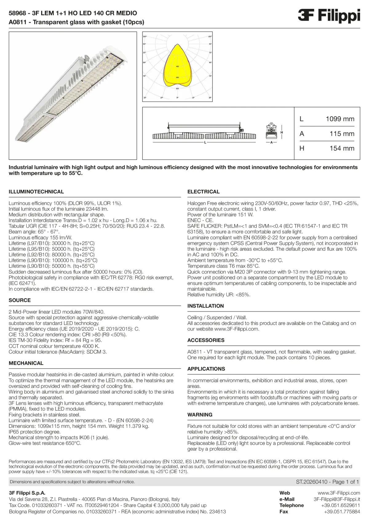 58968+A0811 - 3F LEM 1+1 HO LED 140 CR MEDIO + VT - Datasheet - en