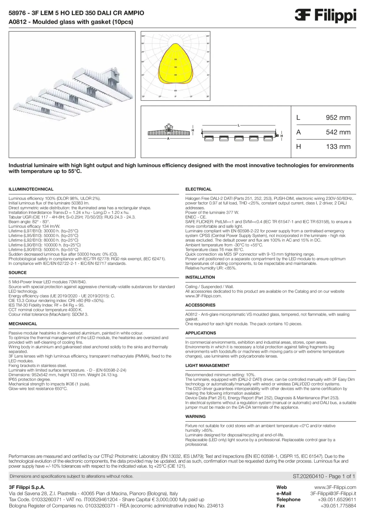 58976+A0812 - 3F LEM 5 HO LED 350 DALI CR AMPIO + VS - Datasheet - en
