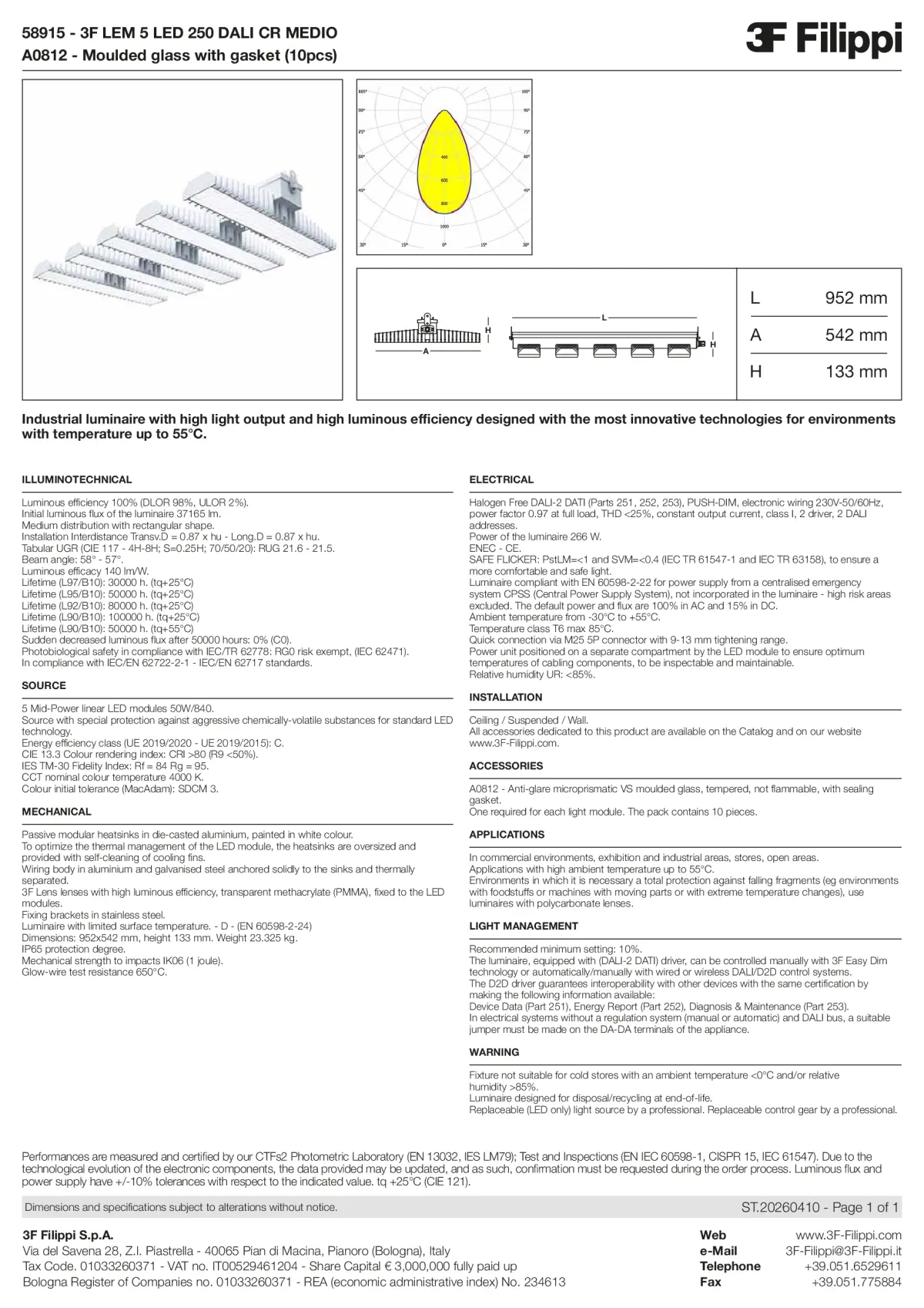 58915+A0812 - 3F LEM 5 LED 250 DALI CR MEDIO + VS - Datasheet - en