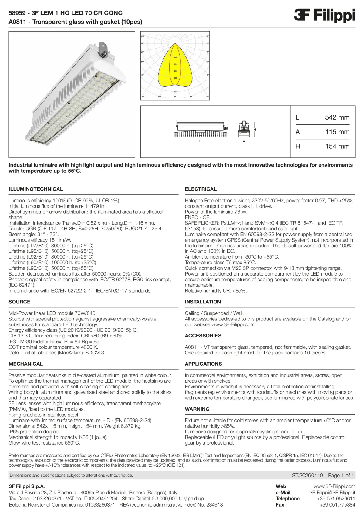 58959+A0811 - 3F LEM 1 HO LED 70 CR CONC + VT - Datasheet - en