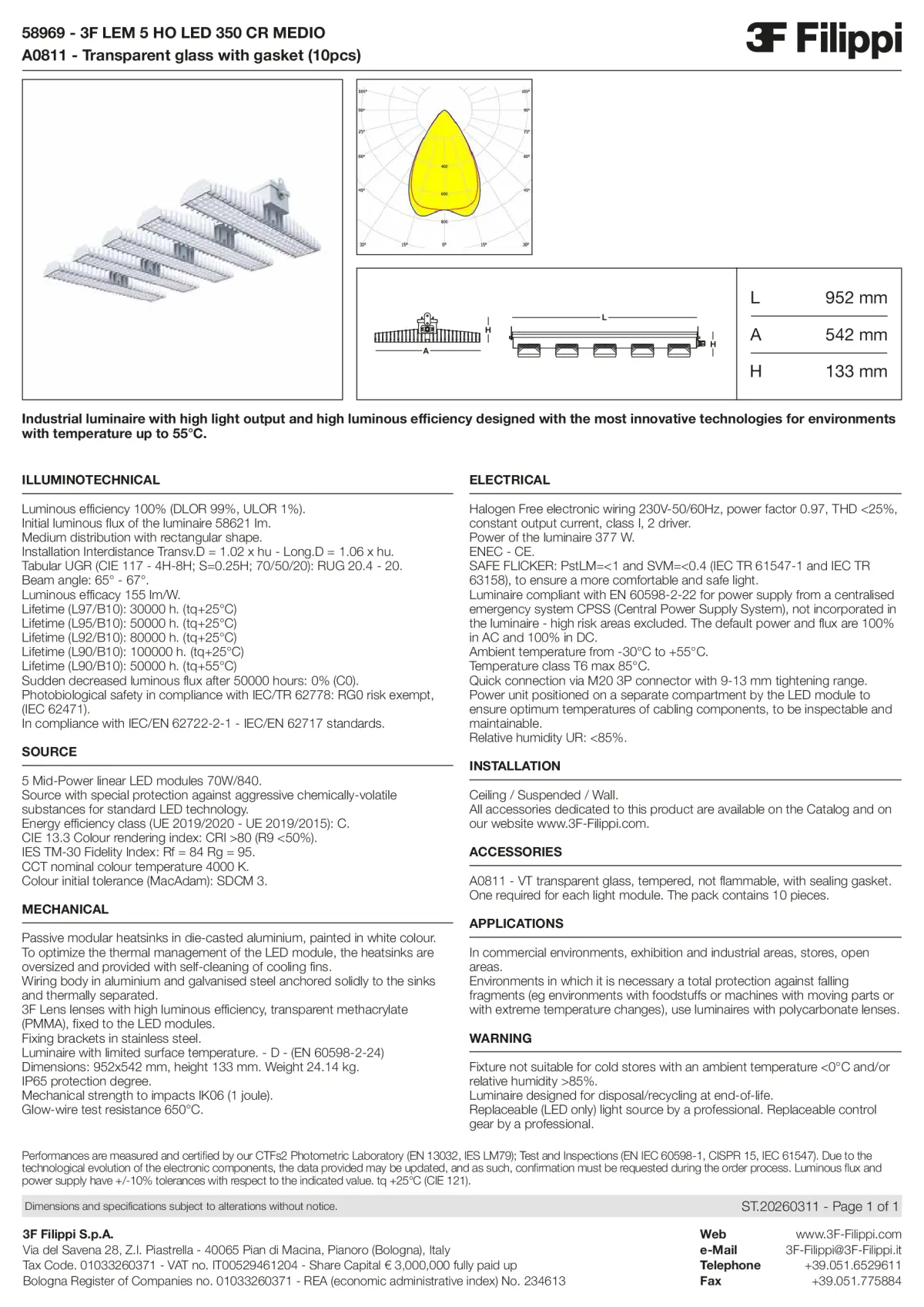 58969+A0811 - 3F LEM 5 HO LED 350 CR MEDIO + VT - Datasheet - en