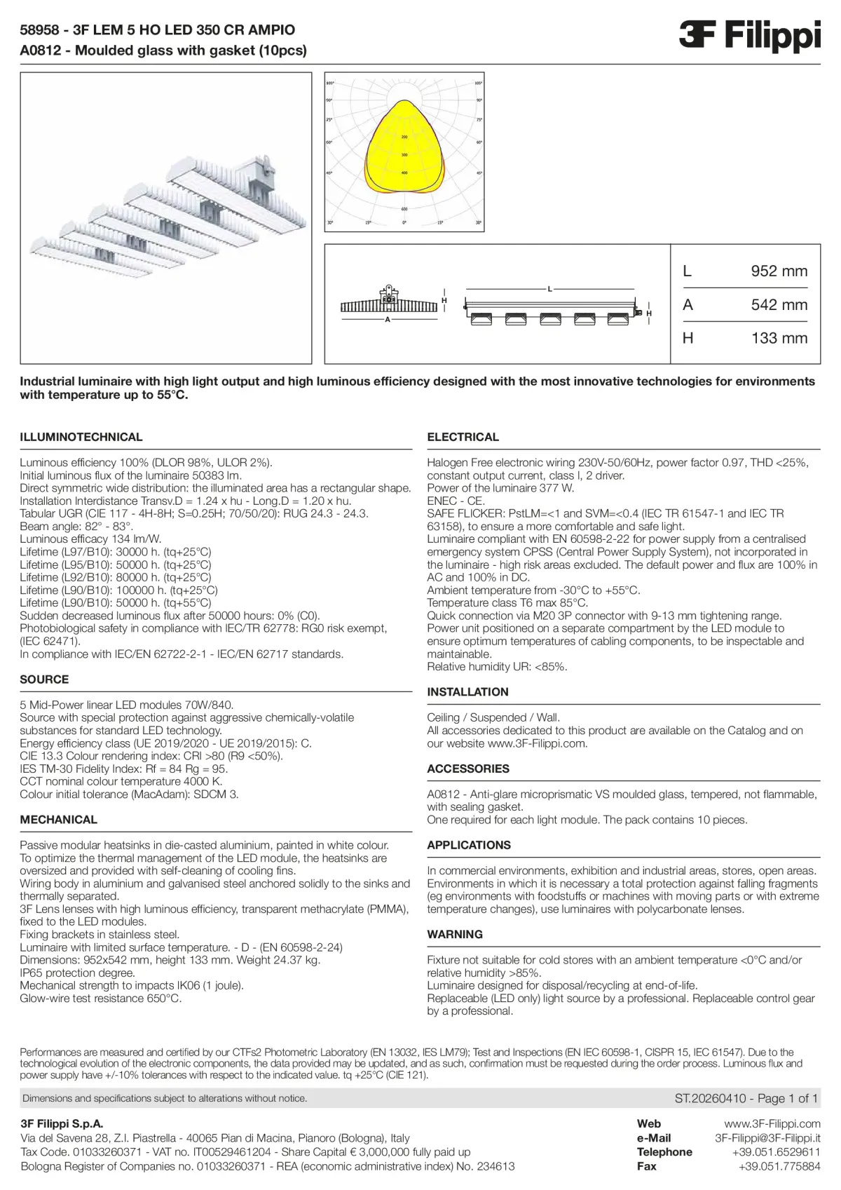 58958+A0812 - 3F LEM 5 HO LED 350 CR AMPIO + VS - Datasheet - en
