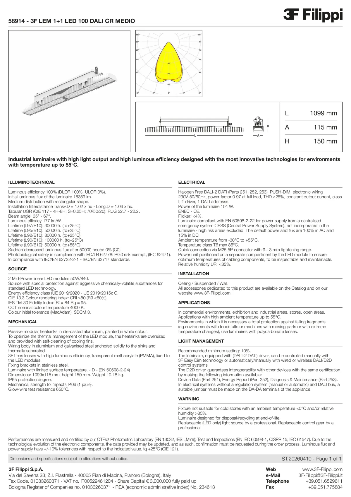 58914 - 3F LEM 1+1 LED 100 DALI CR MEDIO - Datasheet - en