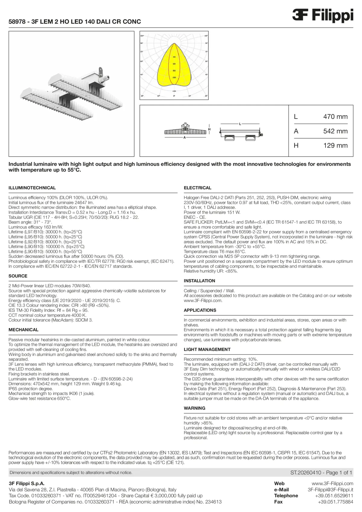 58978 - 3F LEM 2 HO LED 140 DALI CR CONC - Datasheet - en