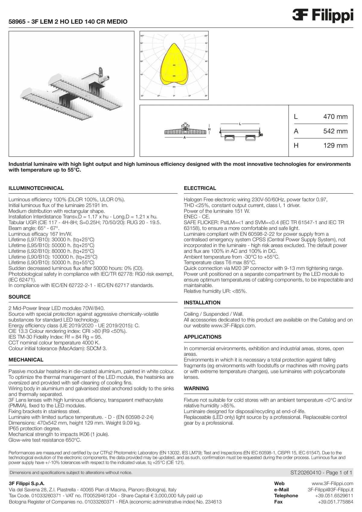 58965 - 3F LEM 2 HO LED 140 CR MEDIO - Datasheet - en
