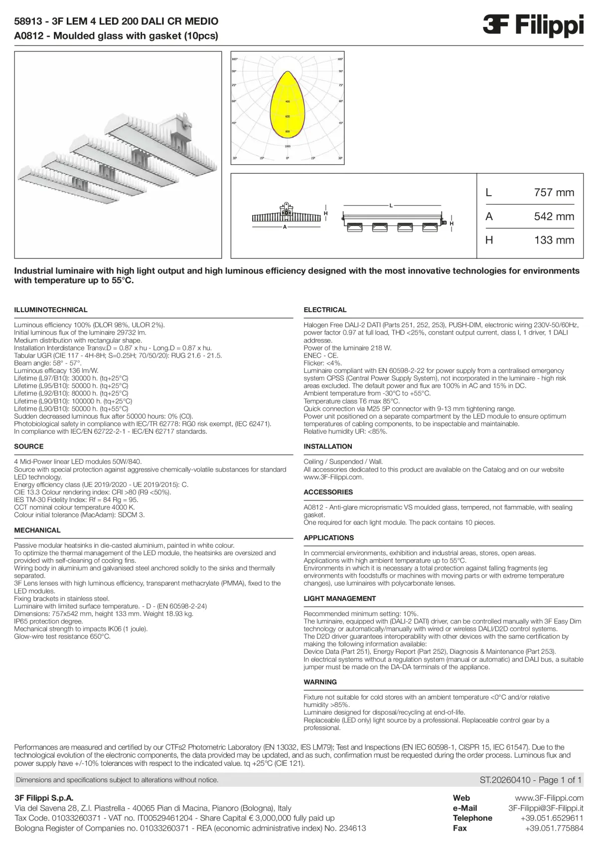 58913+A0812 - 3F LEM 4 LED 200 DALI CR MEDIO + VS - Datasheet - en