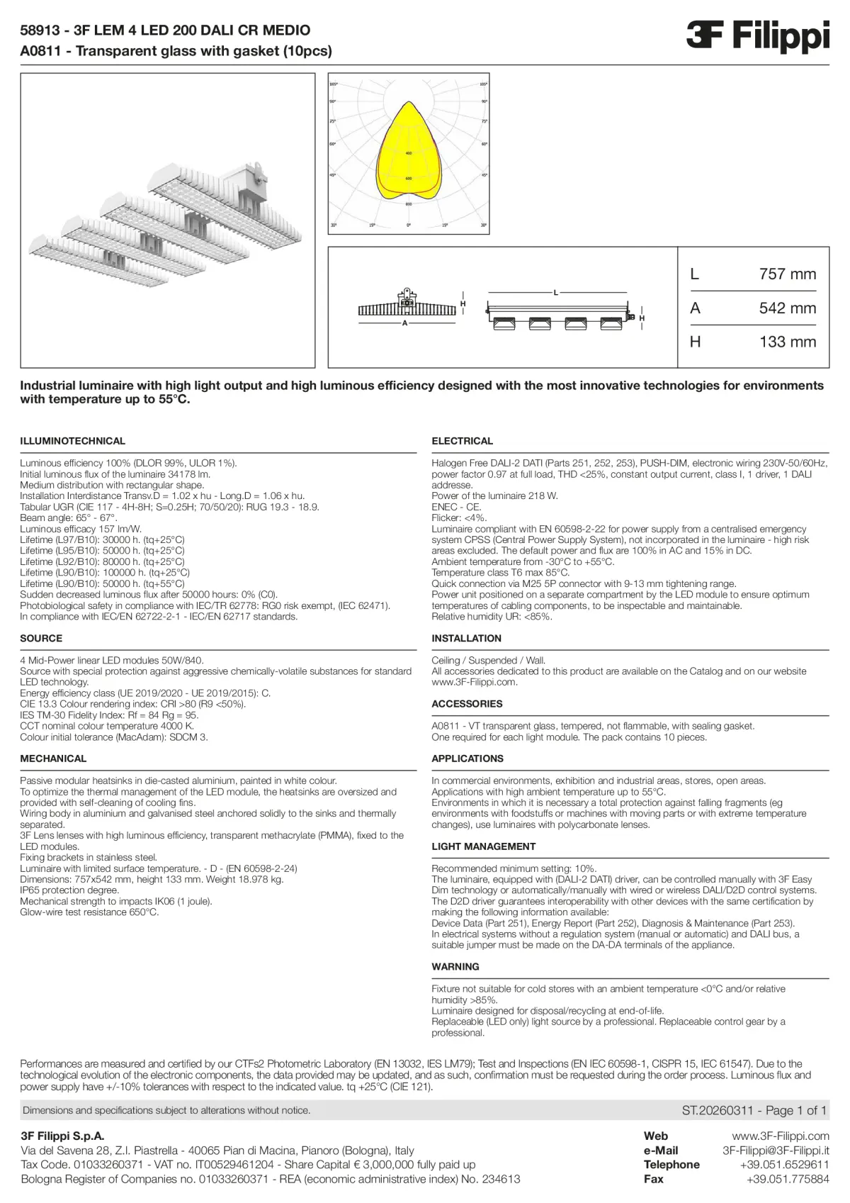 58913+A0811 - 3F LEM 4 LED 200 DALI CR MEDIO + VT - Datasheet - en