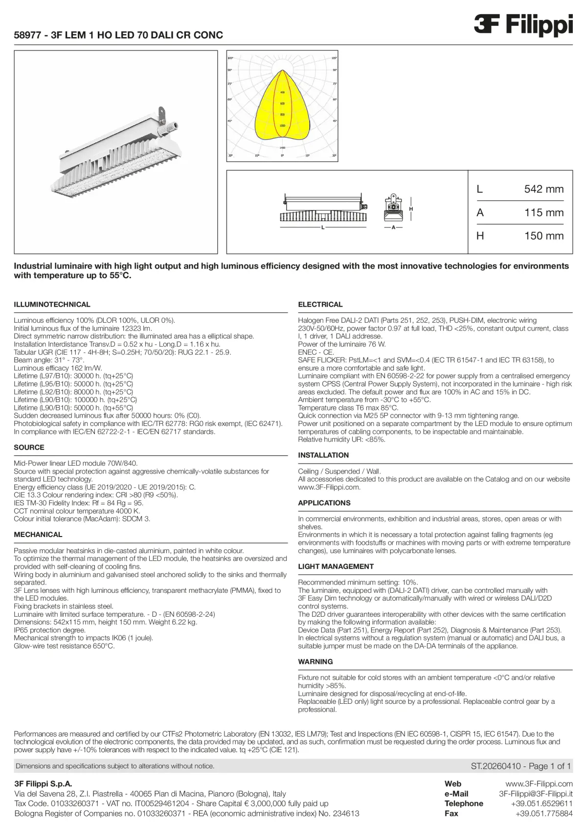 58977 - 3F LEM 1 HO LED 70 DALI CR CONC - Datasheet - en