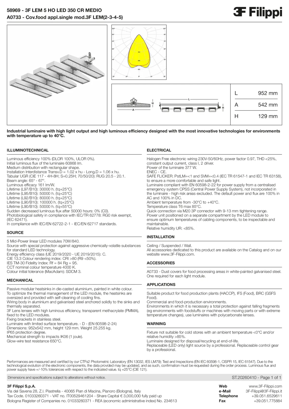 58969+A0733 - 3F LEM 5 HO LED 350 CR MEDIO + FOOD - Datasheet - en