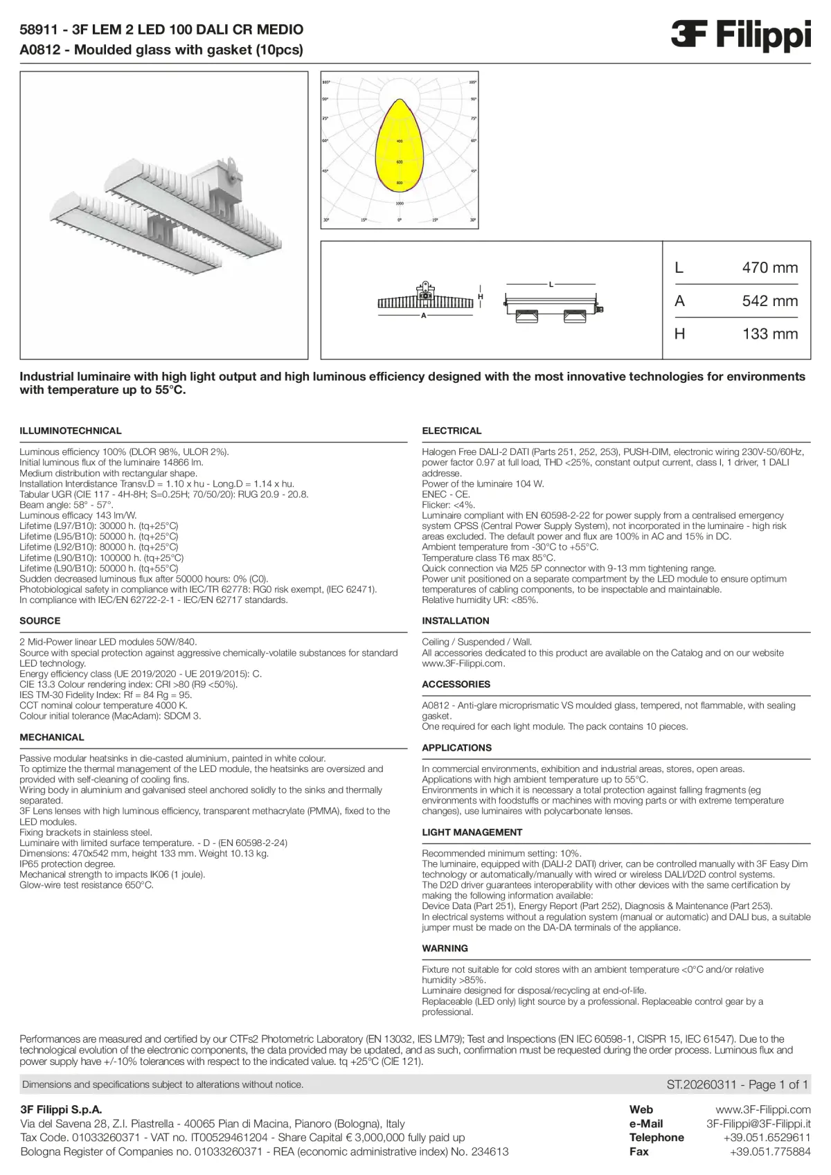 58911+A0812 - 3F LEM 2 LED 100 DALI CR MEDIO + VS - Datasheet - en