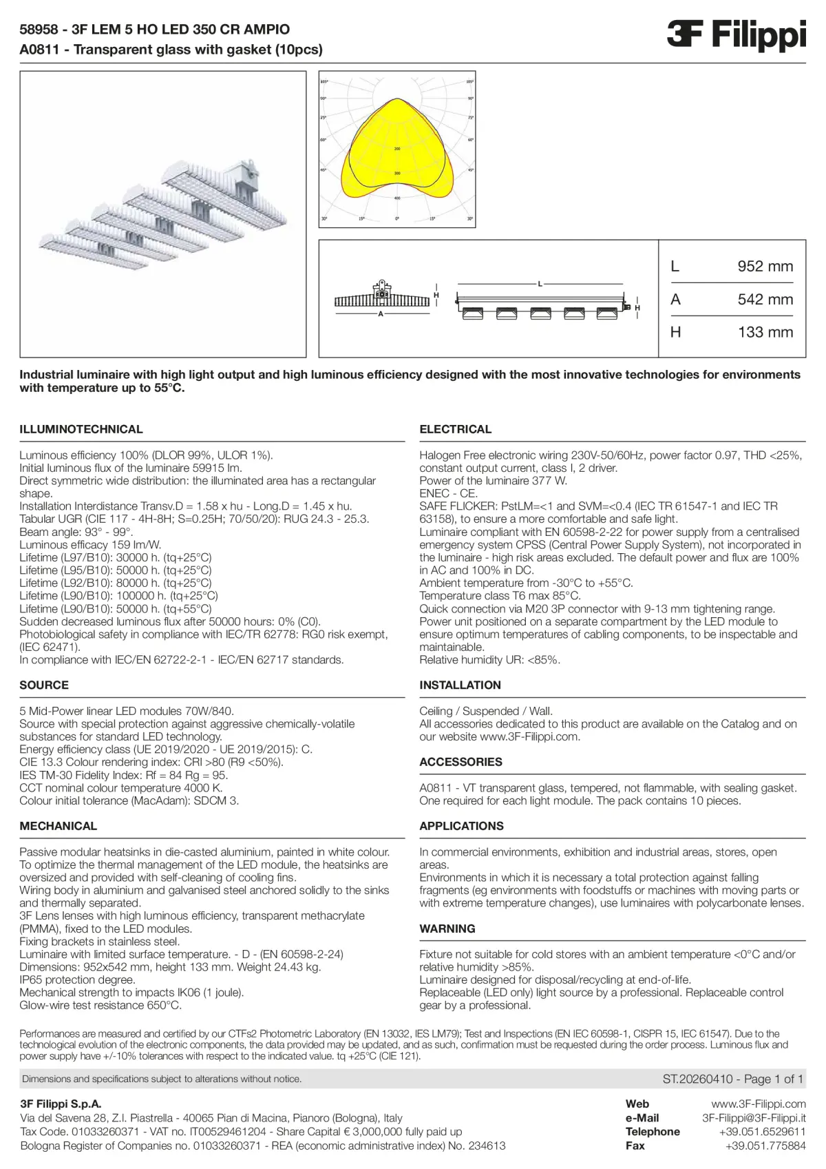 58958+A0811 - 3F LEM 5 HO LED 350 CR AMPIO + VT - Datasheet - en