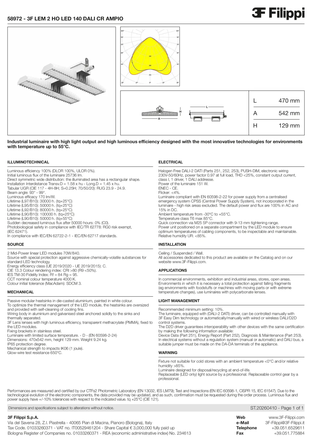 58972 - 3F LEM 2 HO LED 140 DALI CR AMPIO - Datasheet - en