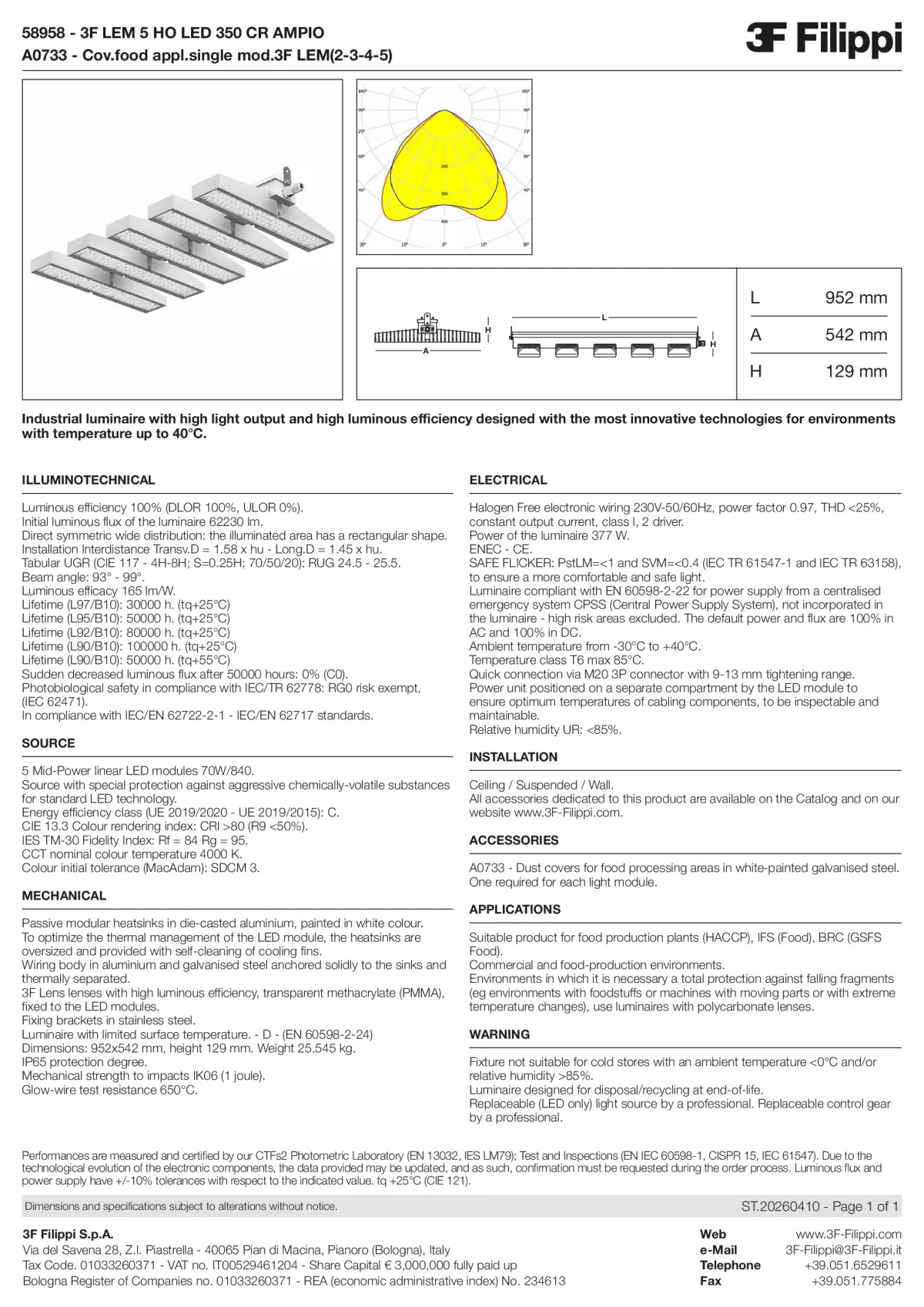 58958+A0733 - 3F LEM 5 HO LED 350 CR AMPIO + FOOD - Datasheet - en