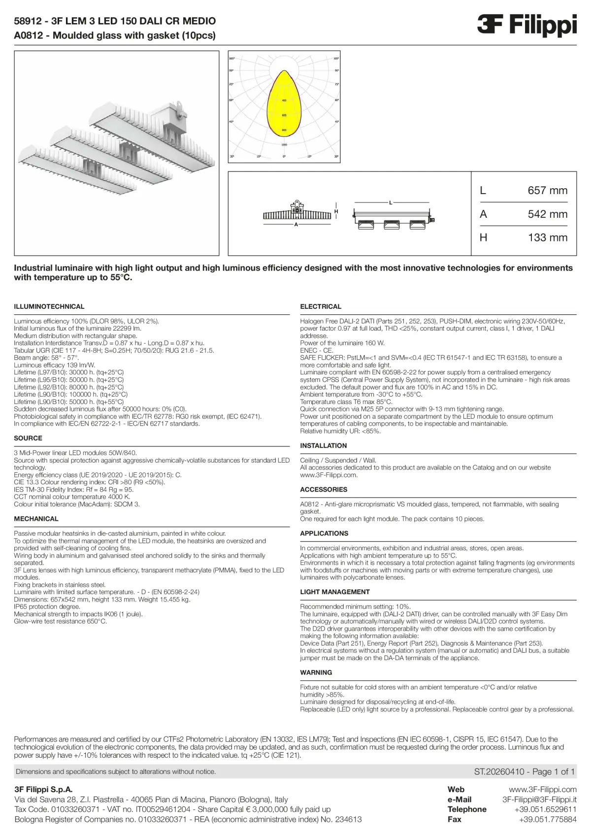 58912+A0812 - 3F LEM 3 LED 150 DALI CR MEDIO + VS - Datasheet - en