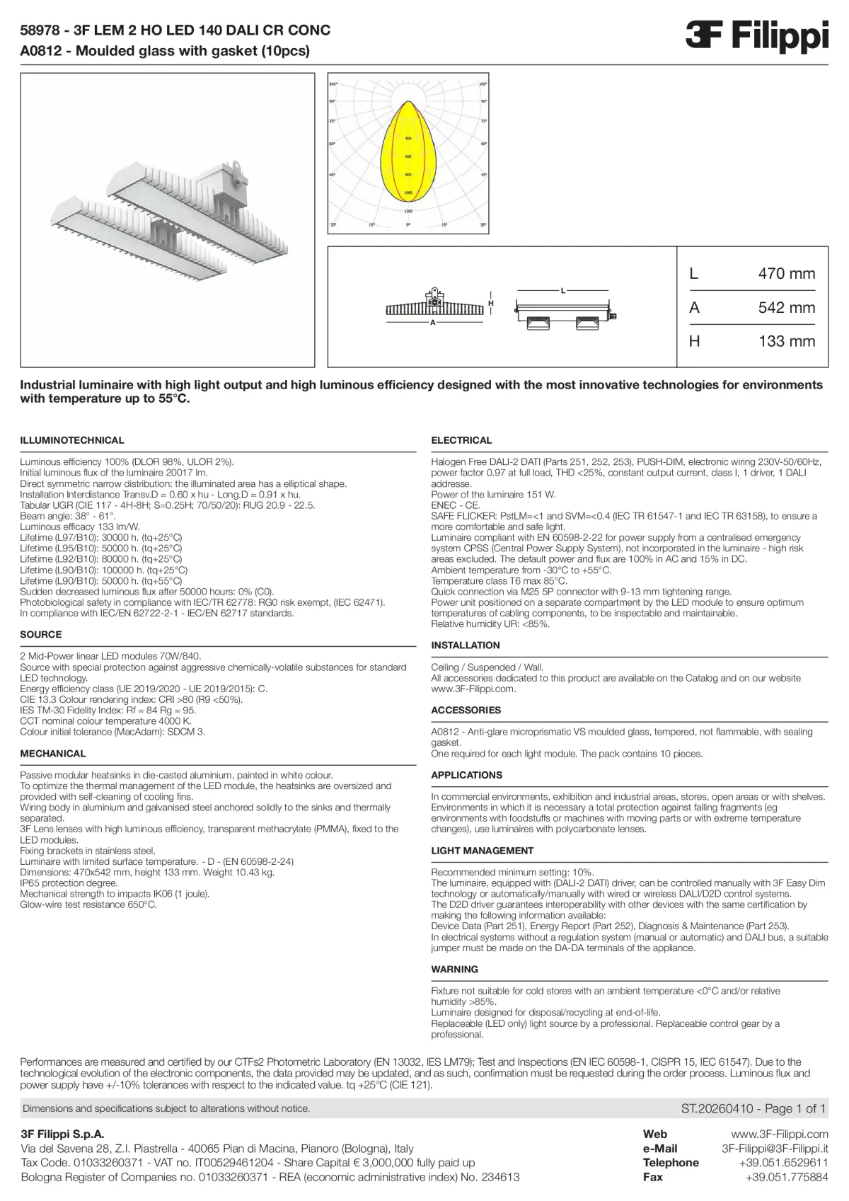 58978+A0812 - 3F LEM 2 HO LED 140 DALI CR CONC + VS - Datasheet - en