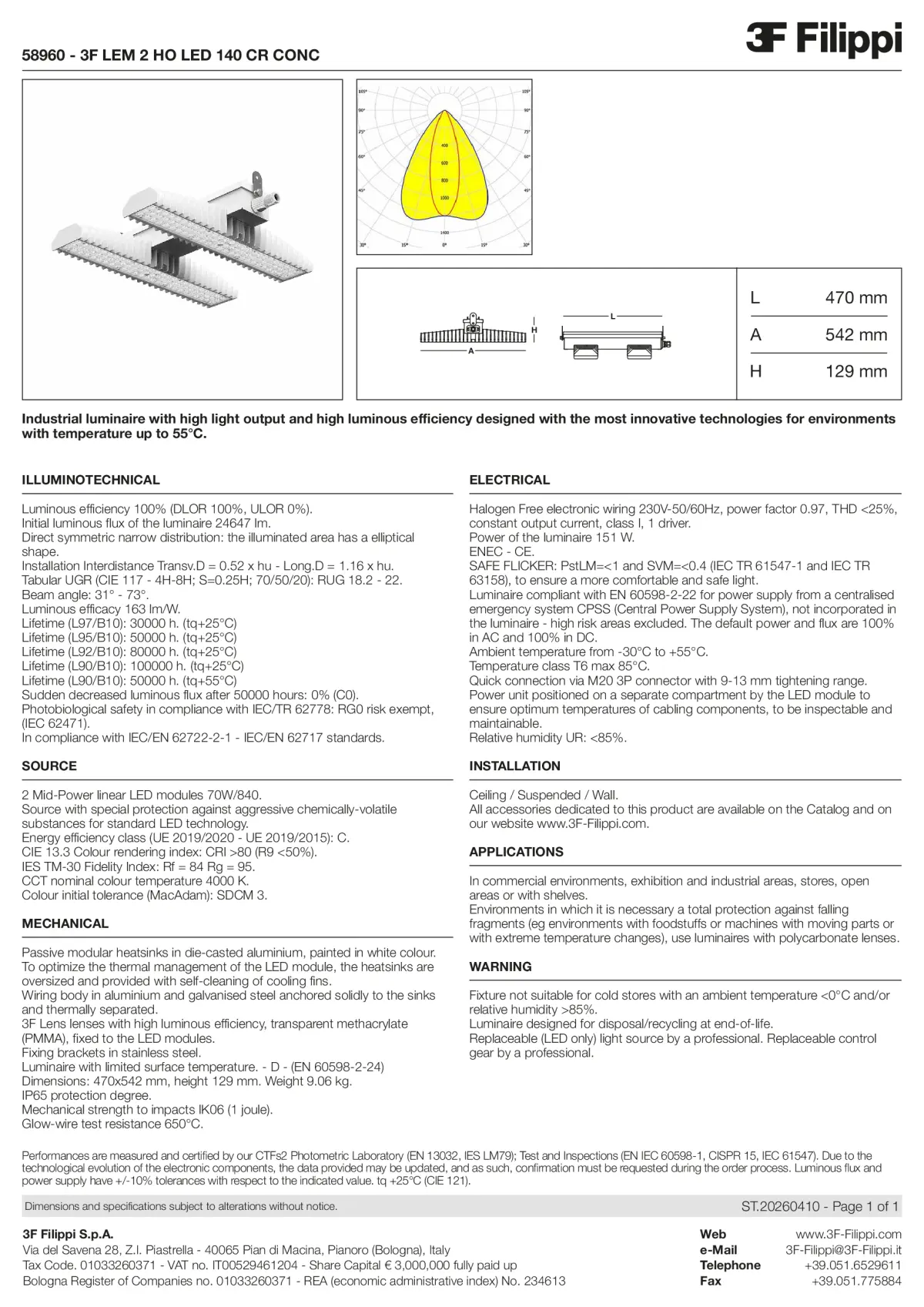 58960 - 3F LEM 2 HO LED 140 CR CONC - Datasheet - en