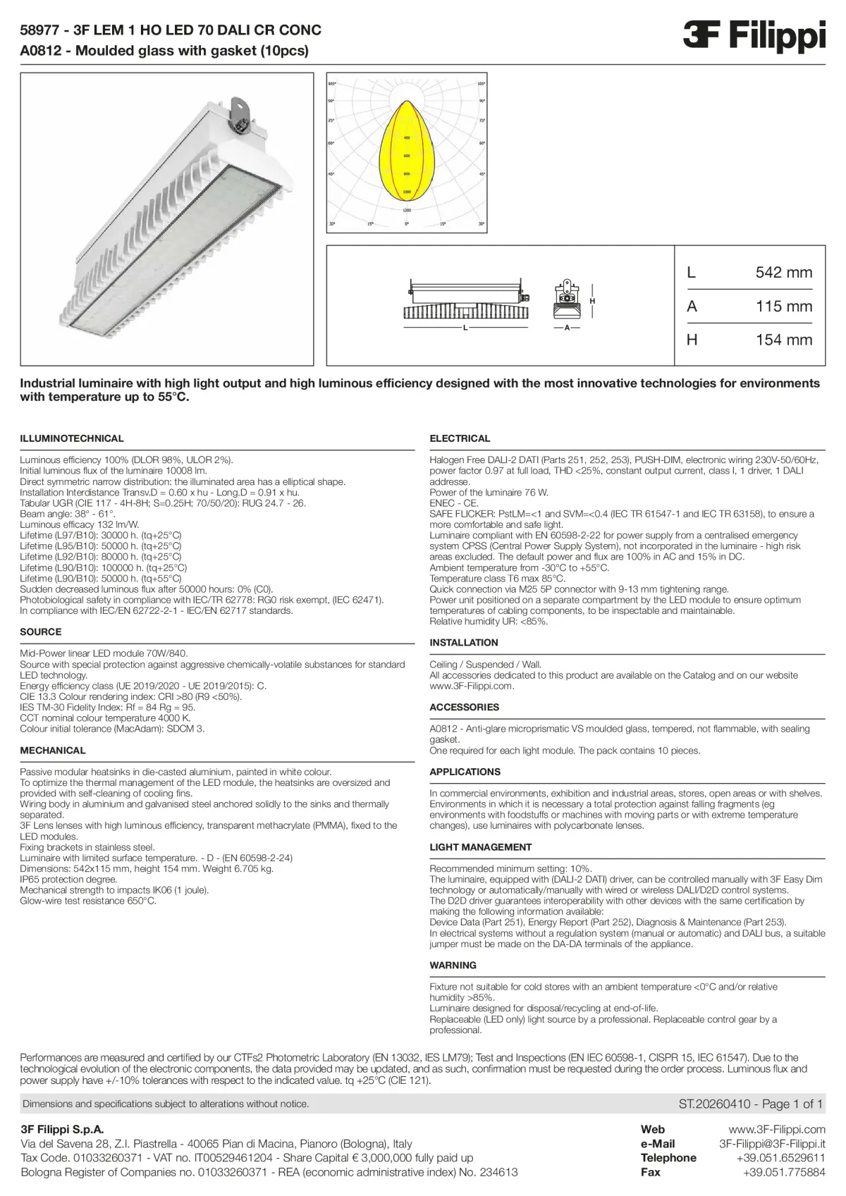 58977+A0812 - 3F LEM 1 HO LED 70 DALI CR CONC + VS - Datasheet - en