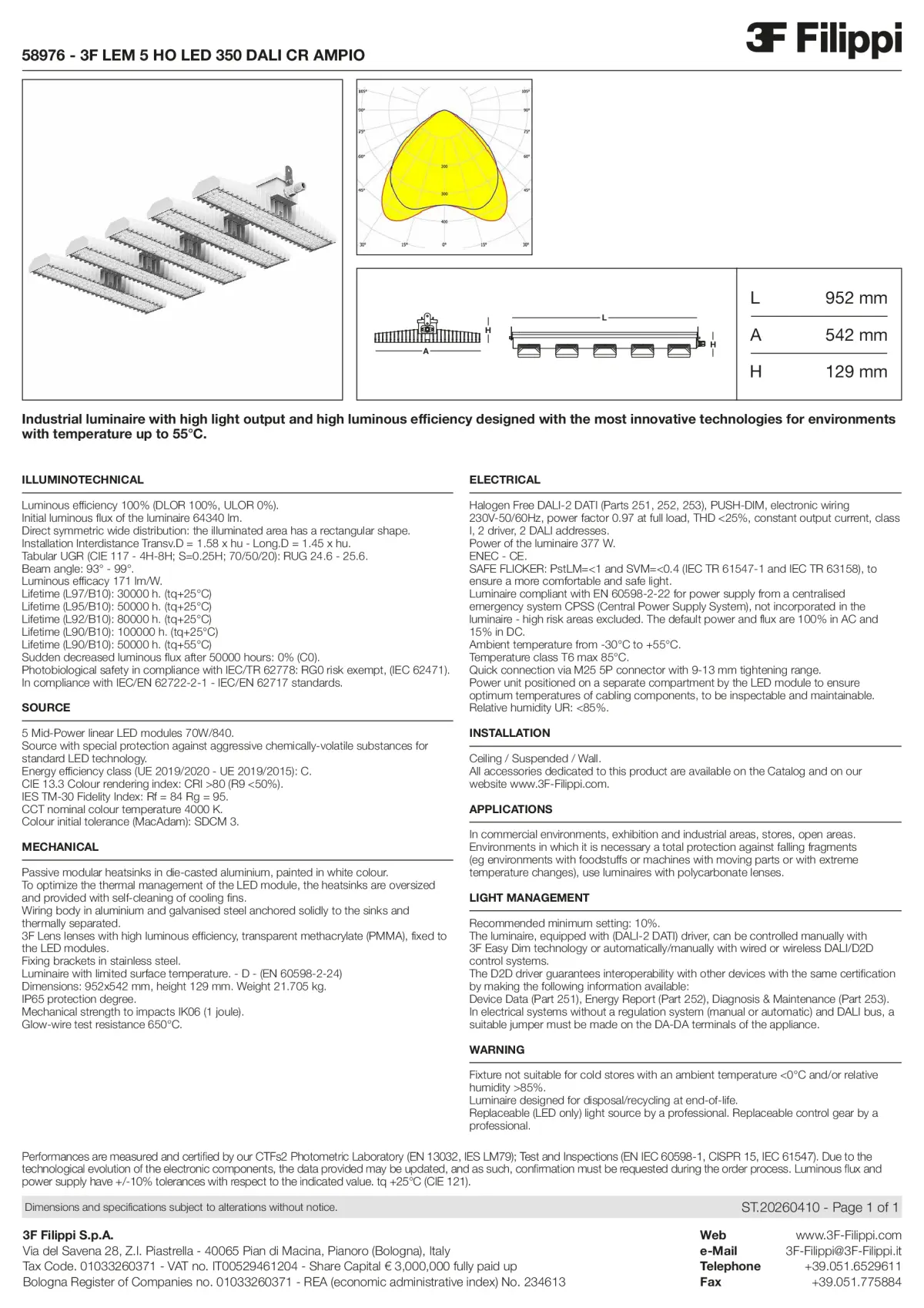 58976 - 3F LEM 5 HO LED 350 DALI CR AMPIO - Datasheet - en