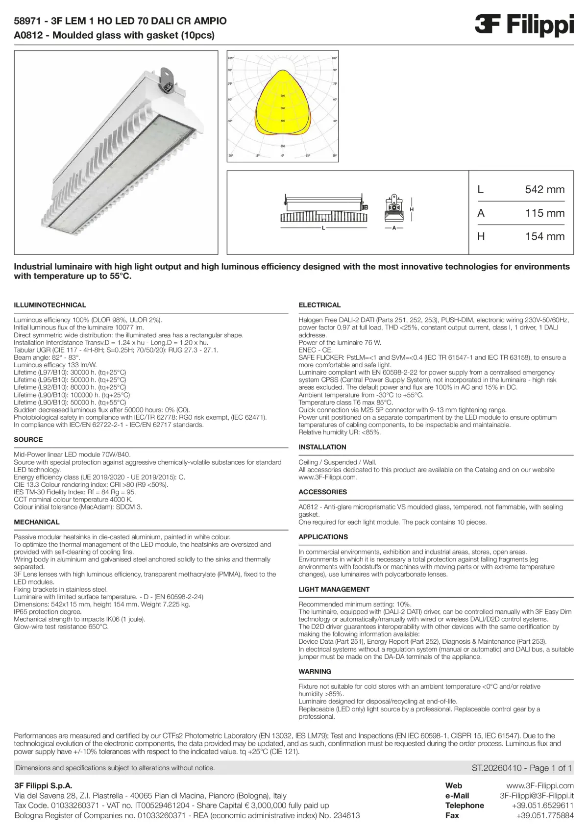 58971+A0812 - 3F LEM 1 HO LED 70 DALI CR AMPIO + VS - Datasheet - en