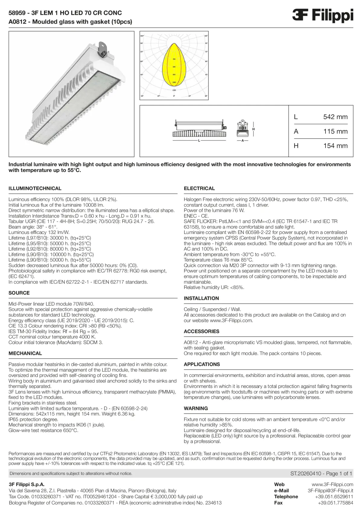 58959+A0812 - 3F LEM 1 HO LED 70 CR CONC + VS - Datasheet - en