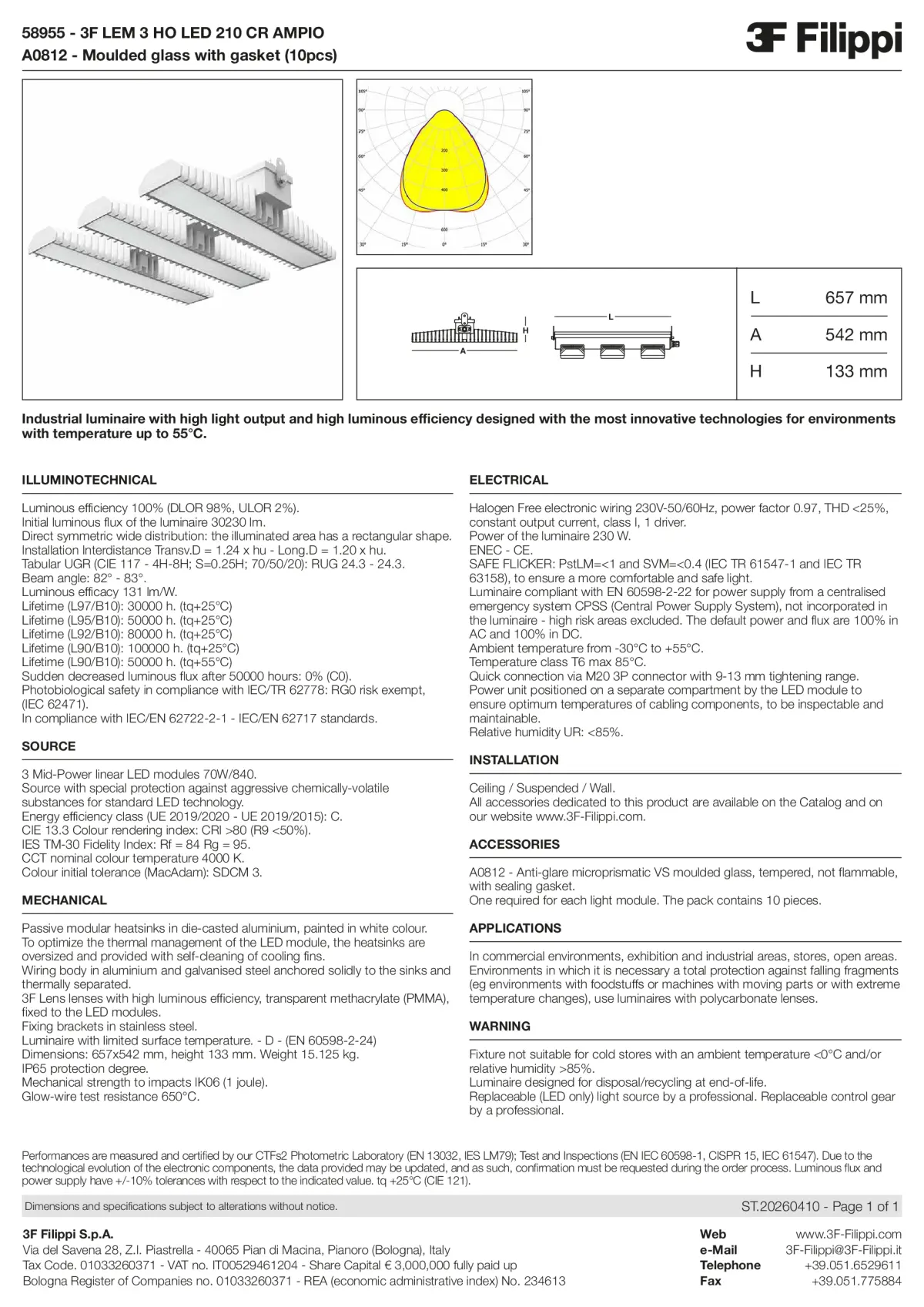 58955+A0812 - 3F LEM 3 HO LED 210 CR AMPIO + VS - Datasheet - en
