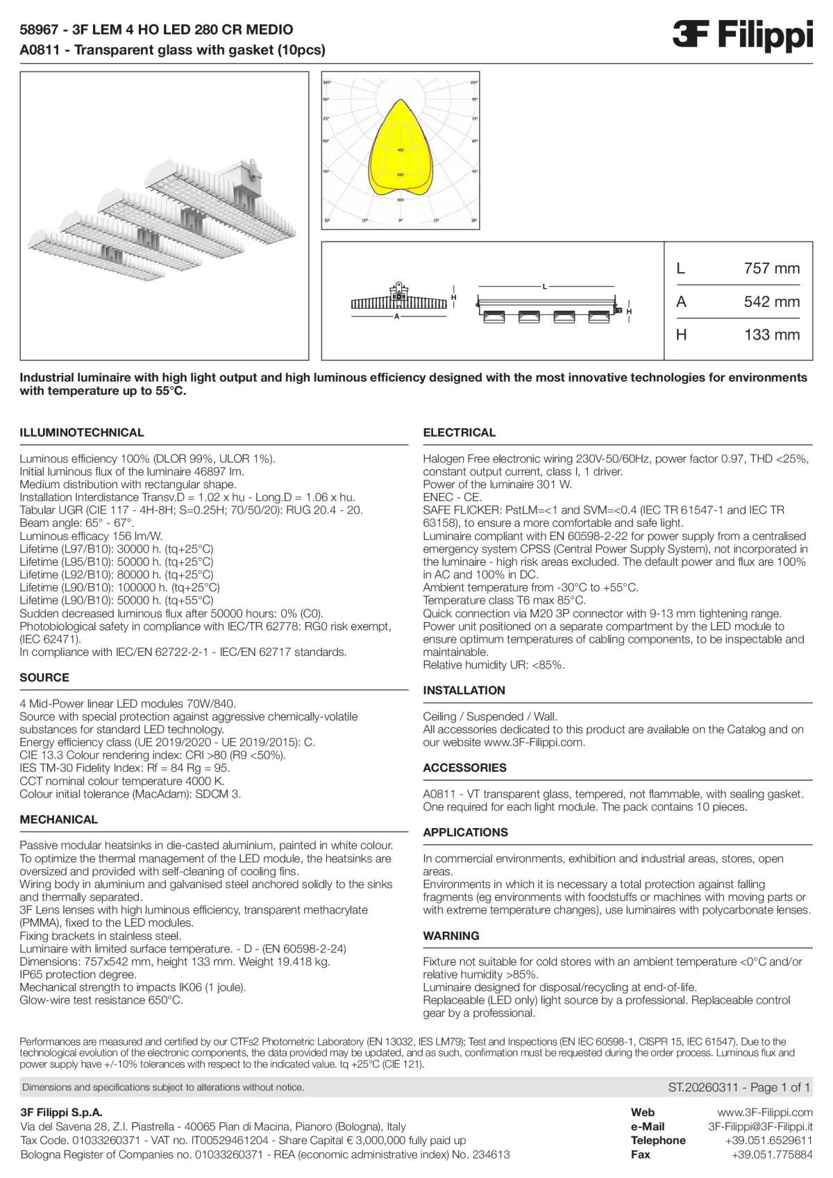 58967+A0811 - 3F LEM 4 HO LED 280 CR MEDIO + VT - Datasheet - en