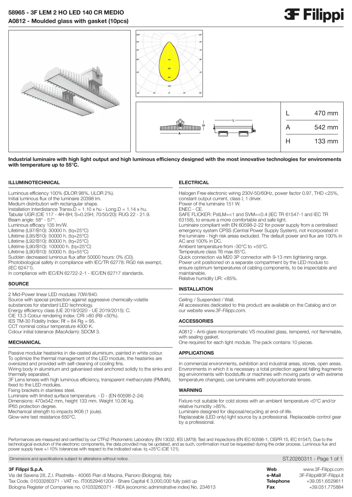 58965+A0812 - 3F LEM 2 HO LED 140 CR MEDIO + VS - Datasheet - en