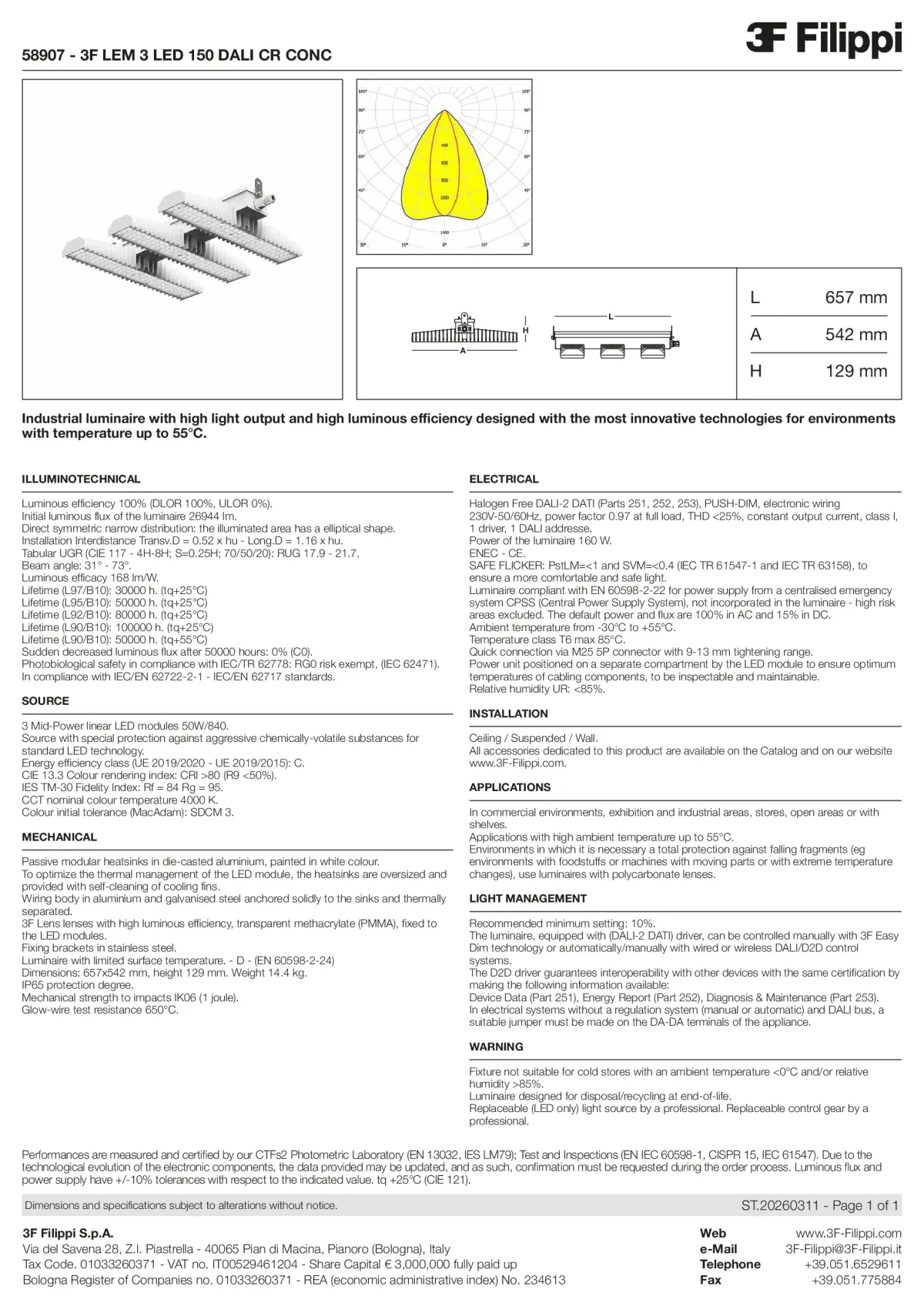 58907 - 3F LEM 3 LED 150 DALI CR CONC - Datasheet - en