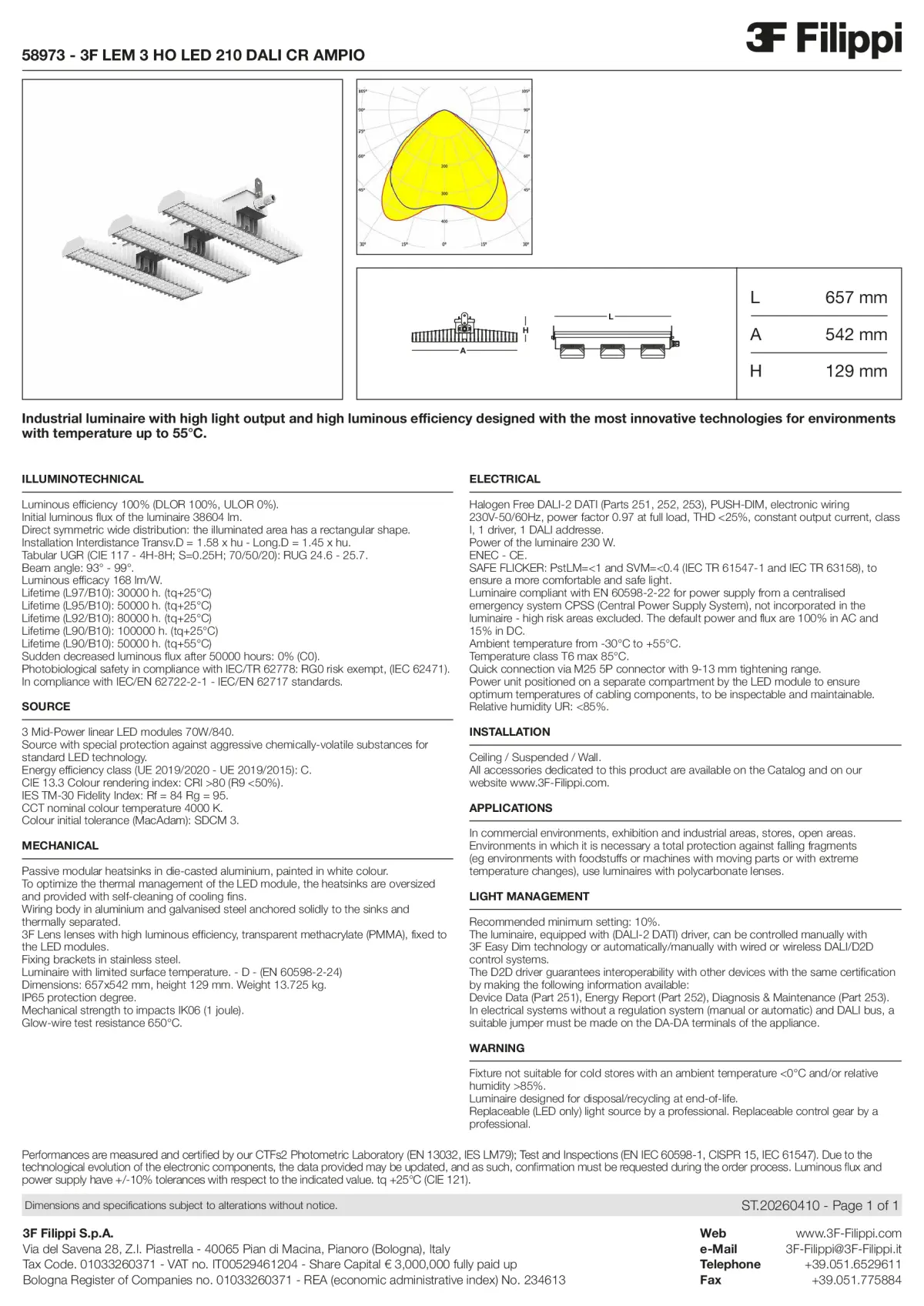 58973 - 3F LEM 3 HO LED 210 DALI CR AMPIO - Datasheet - en